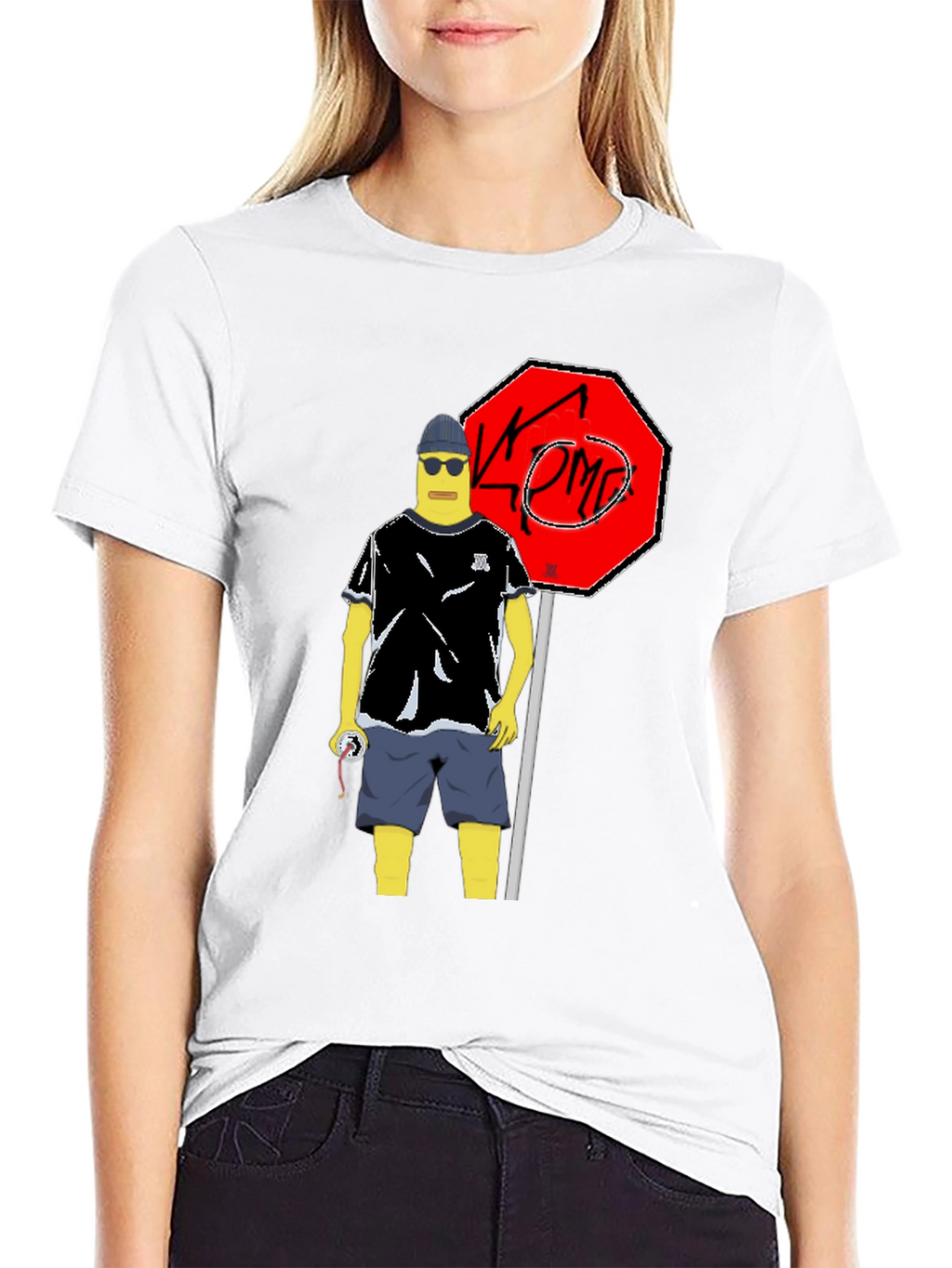 Cool Cartoon Graphic Tee - Black Cotton T-Shirt