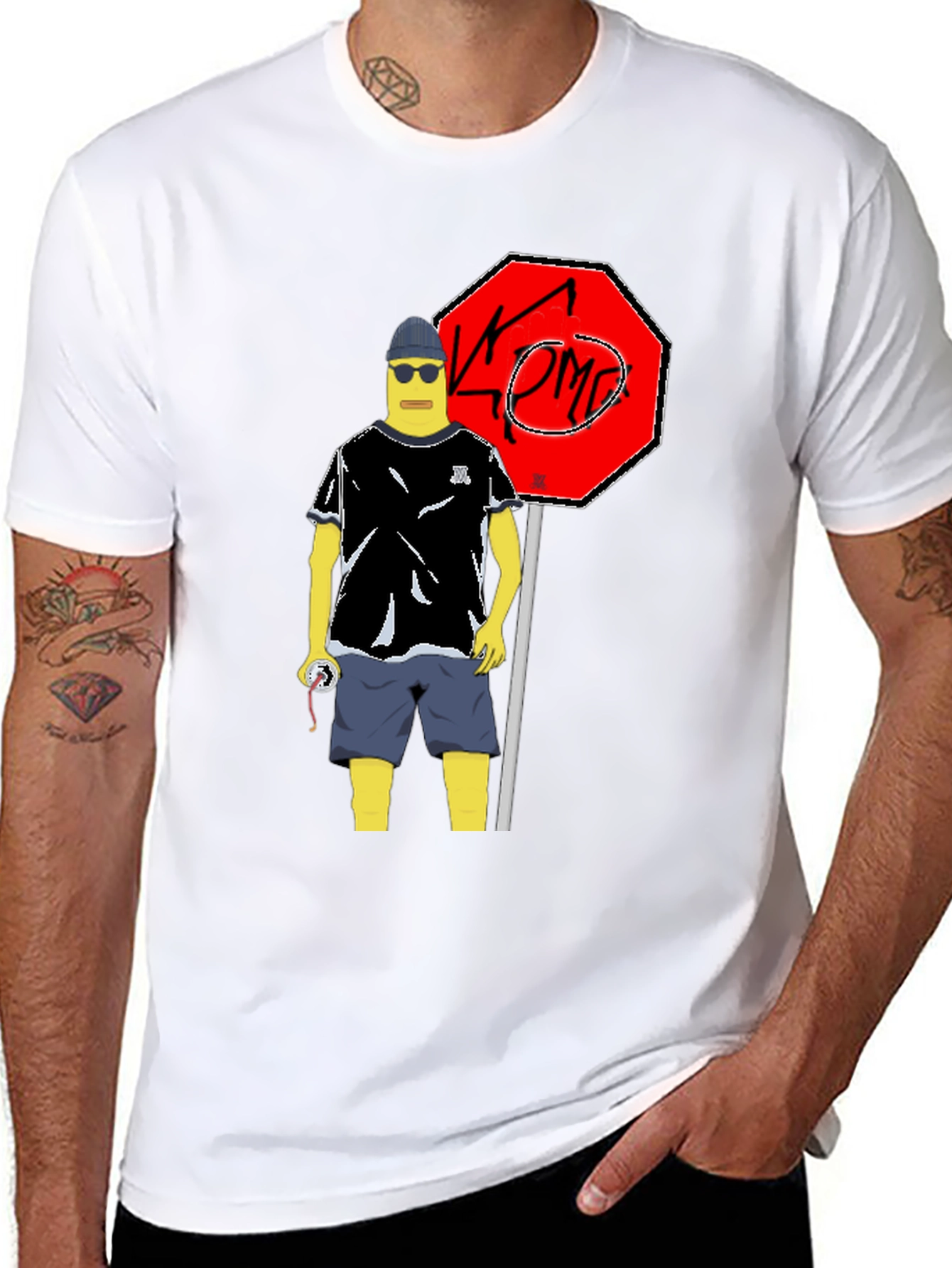 Cool Cartoon Graphic Tee - Black Cotton T-Shirt