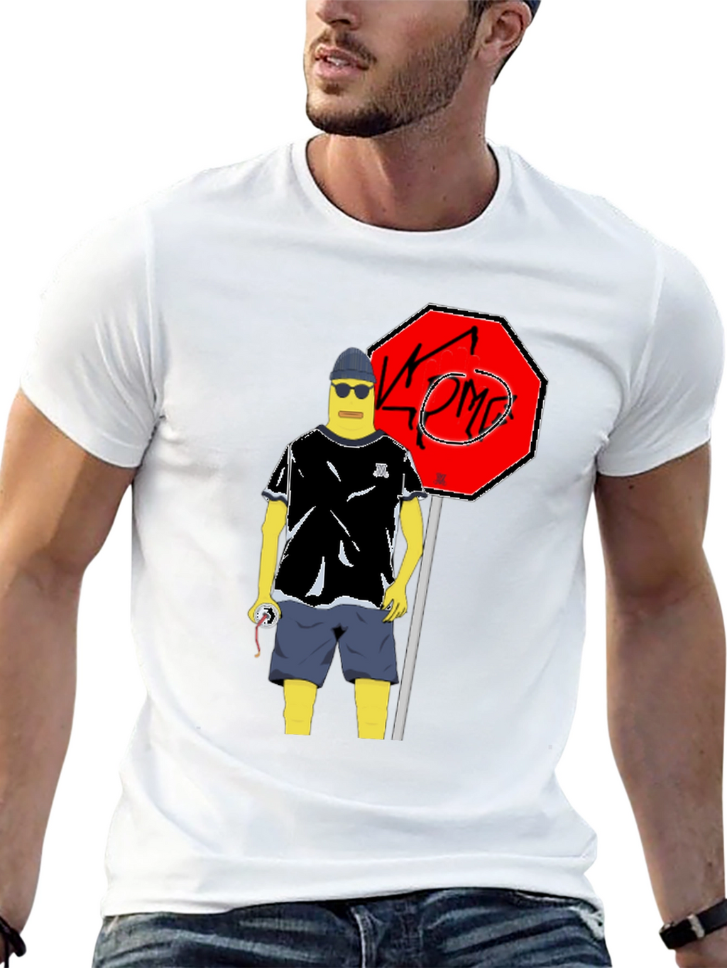 Cool Cartoon Graphic Tee - Black Cotton T-Shirt