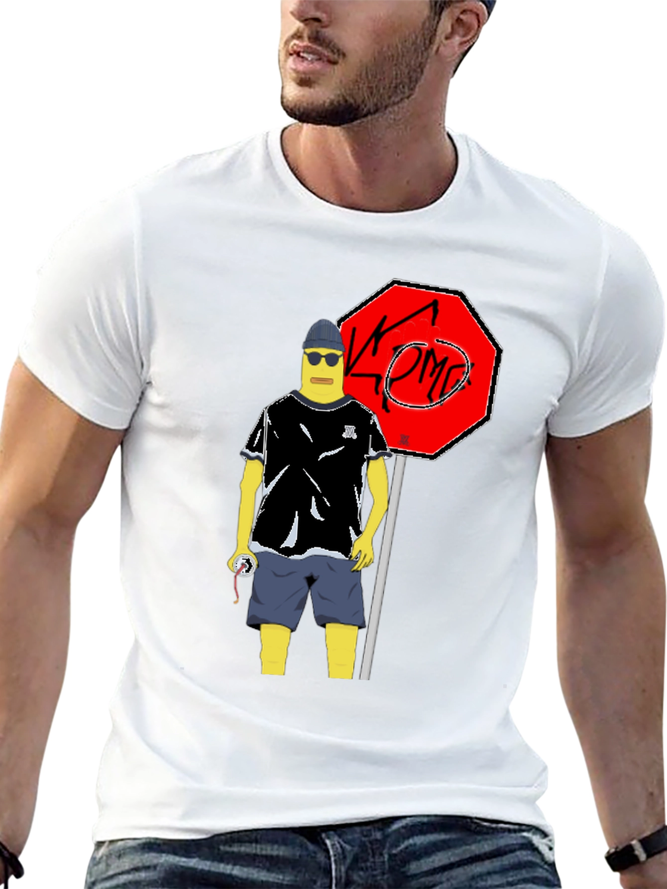 Cool Cartoon Graphic Tee - Black Cotton T-Shirt