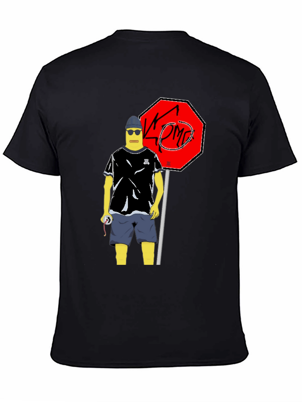 Cool Cartoon Graphic Tee - Black Cotton T-Shirt