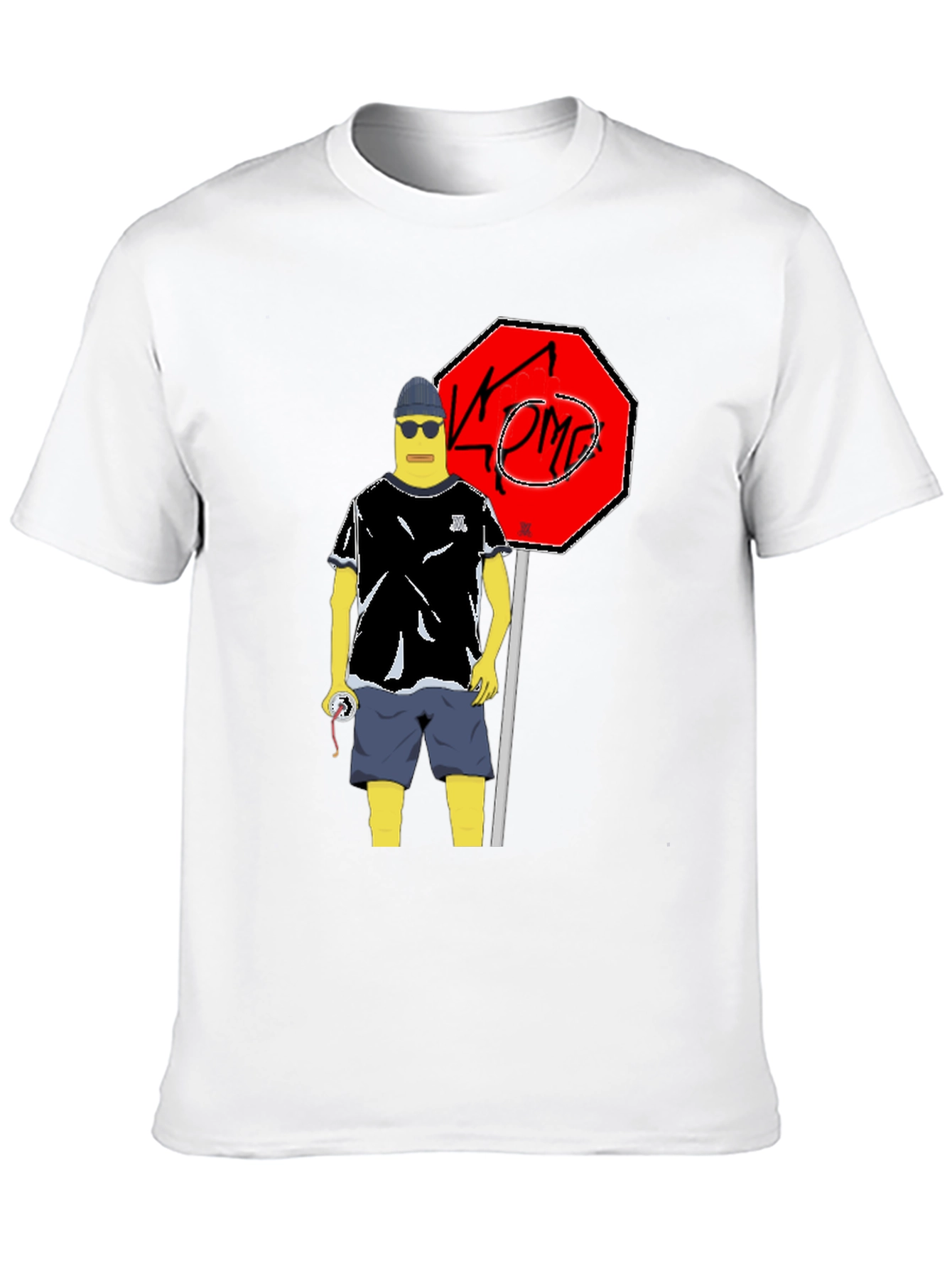Cool Cartoon Graphic Tee - Black Cotton T-Shirt