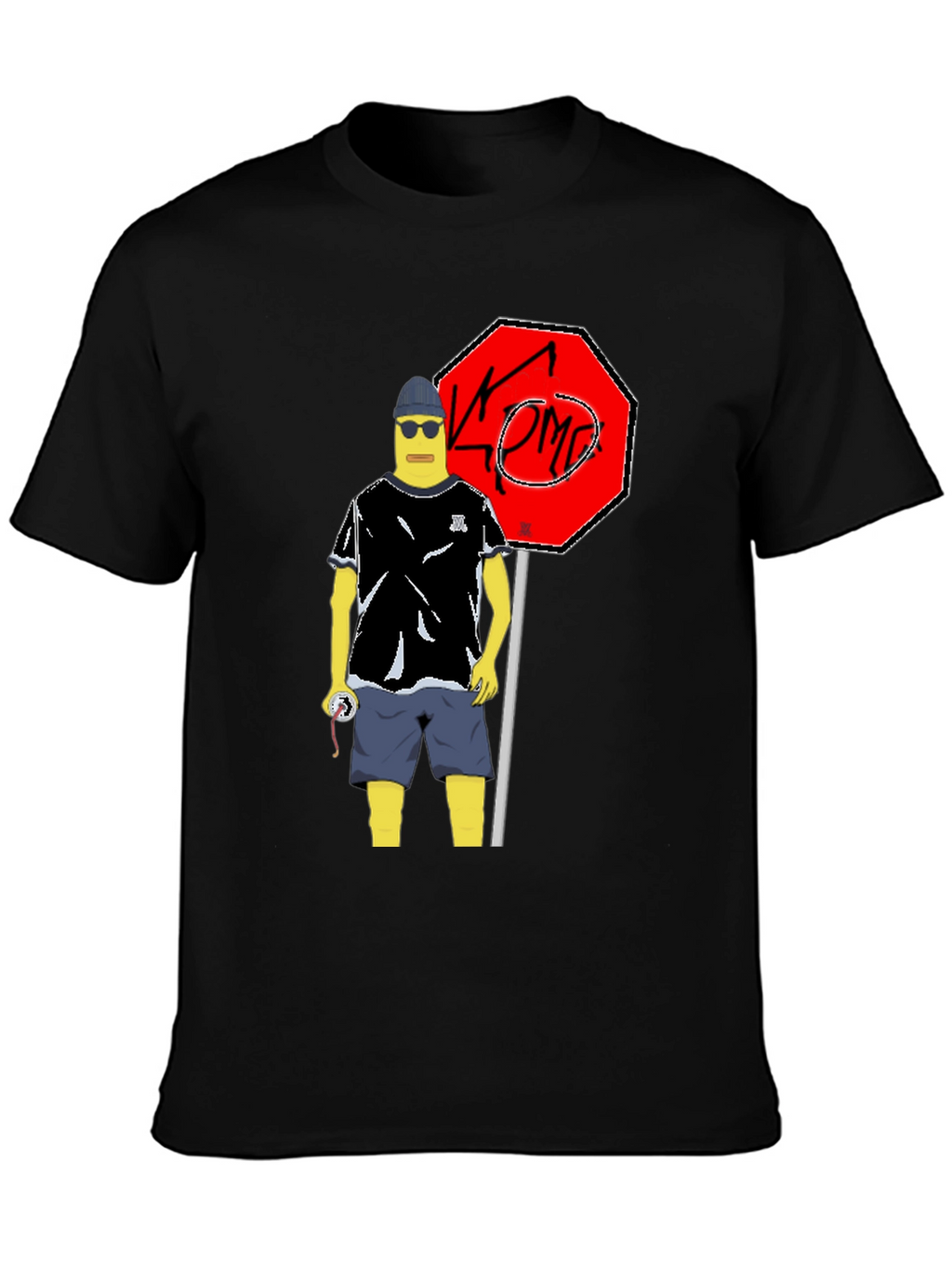 Cool Cartoon Graphic Tee - Black Cotton T-Shirt