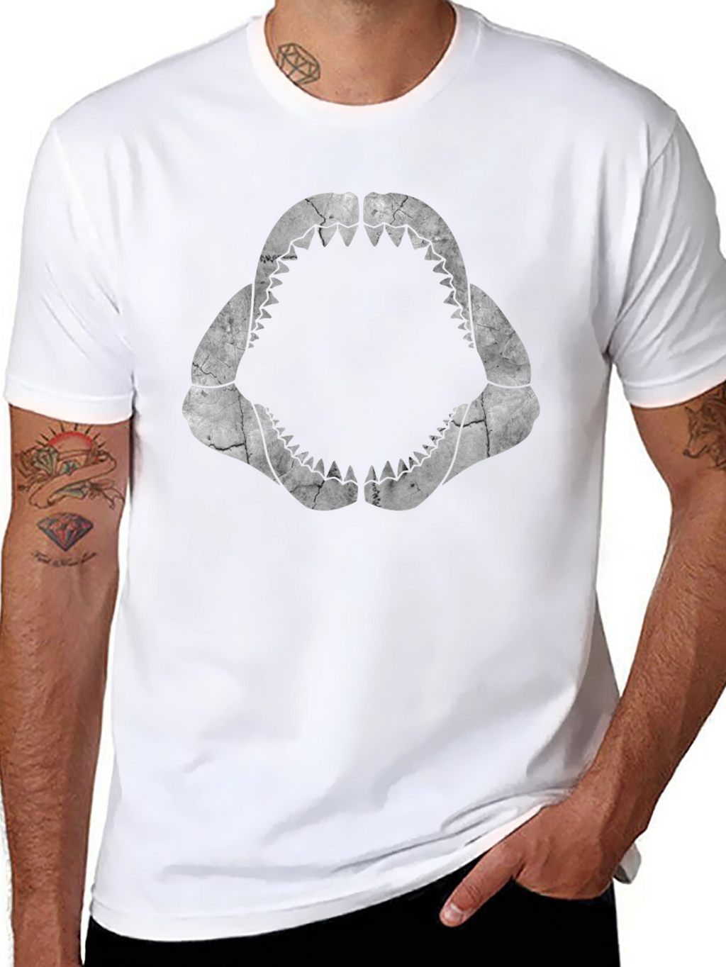 Shark Jaws Graphic Tee - Black Cotton T-Shirt