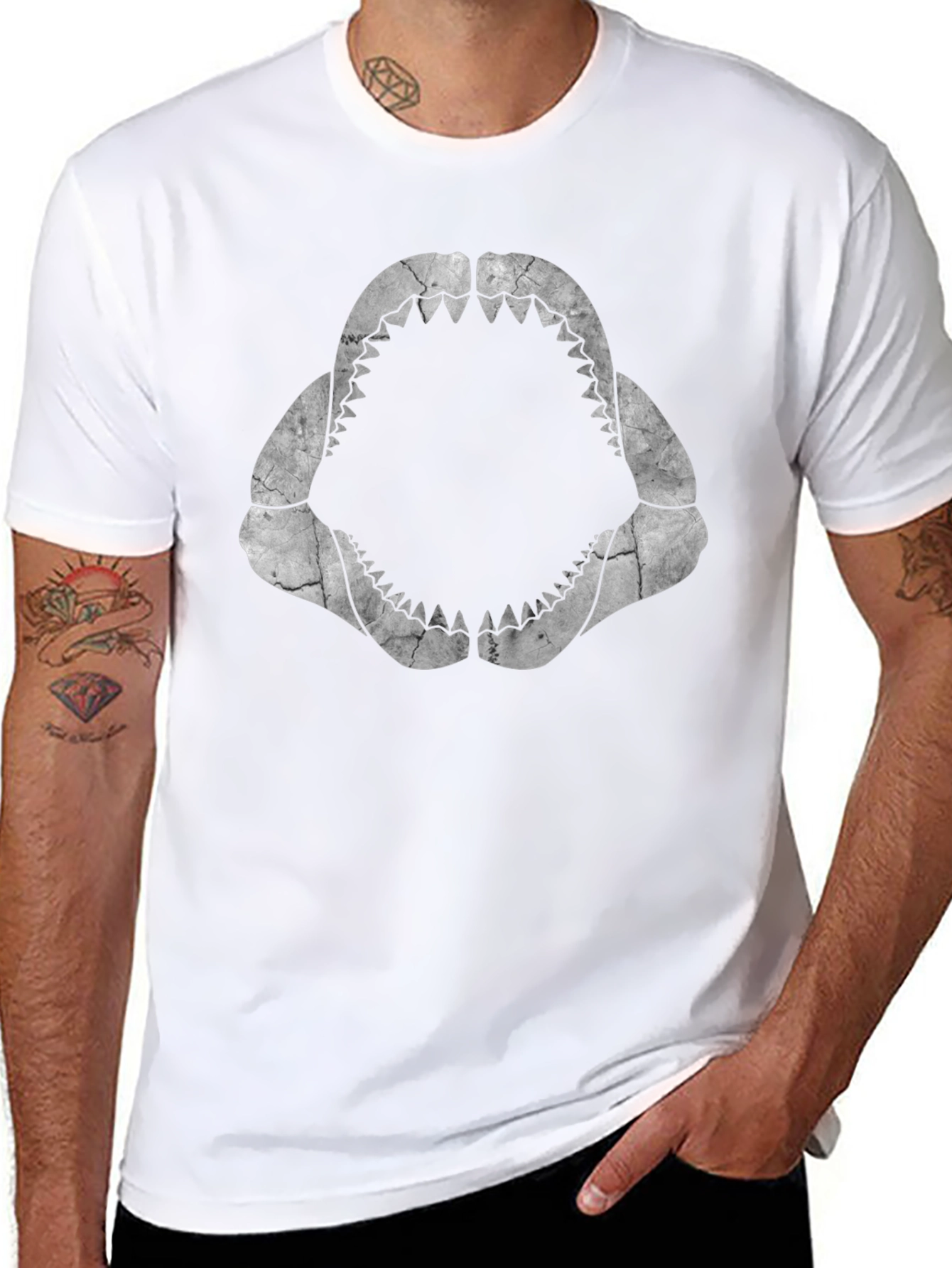 Shark Jaws Graphic Tee - Black Cotton T-Shirt