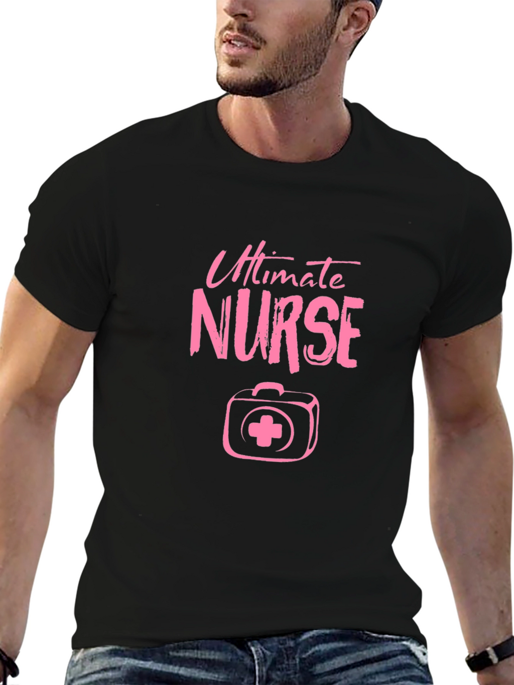 Ultimate Nurse Pink Graphic Black T-Shirt