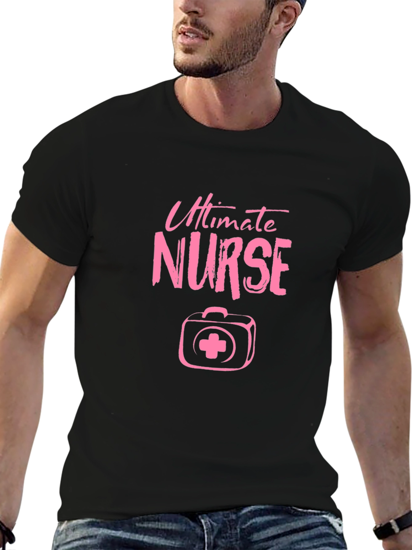 Ultimate Nurse Pink Graphic Black T-Shirt