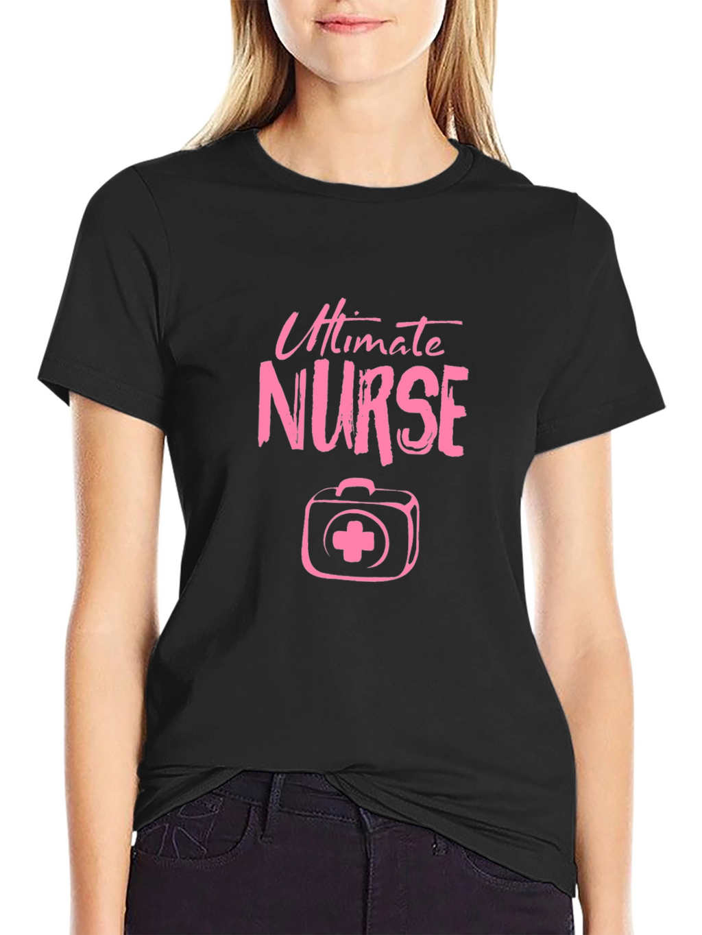 Ultimate Nurse Pink Graphic Black T-Shirt
