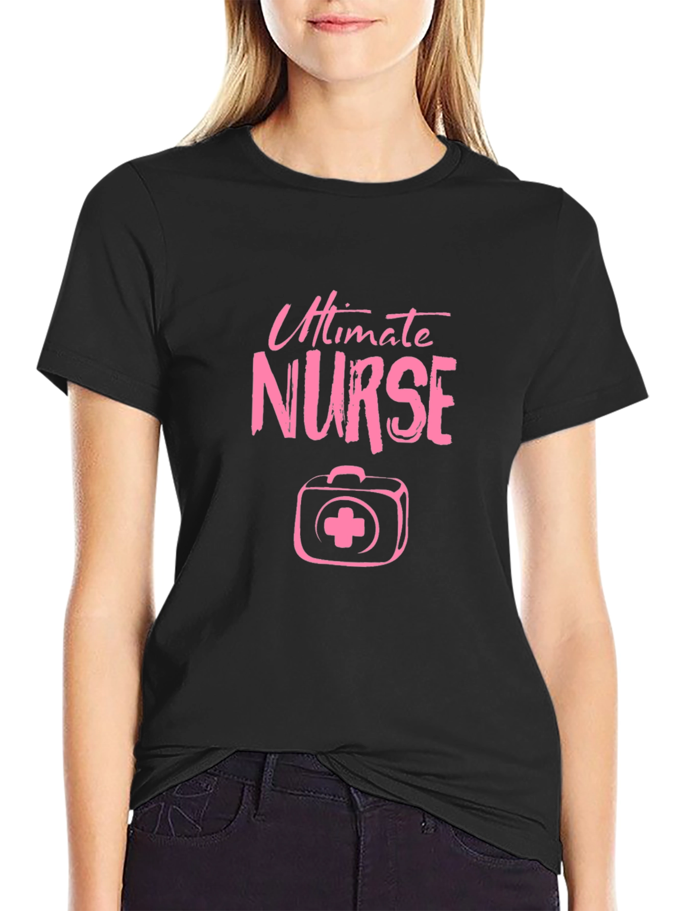 Ultimate Nurse Pink Graphic Black T-Shirt