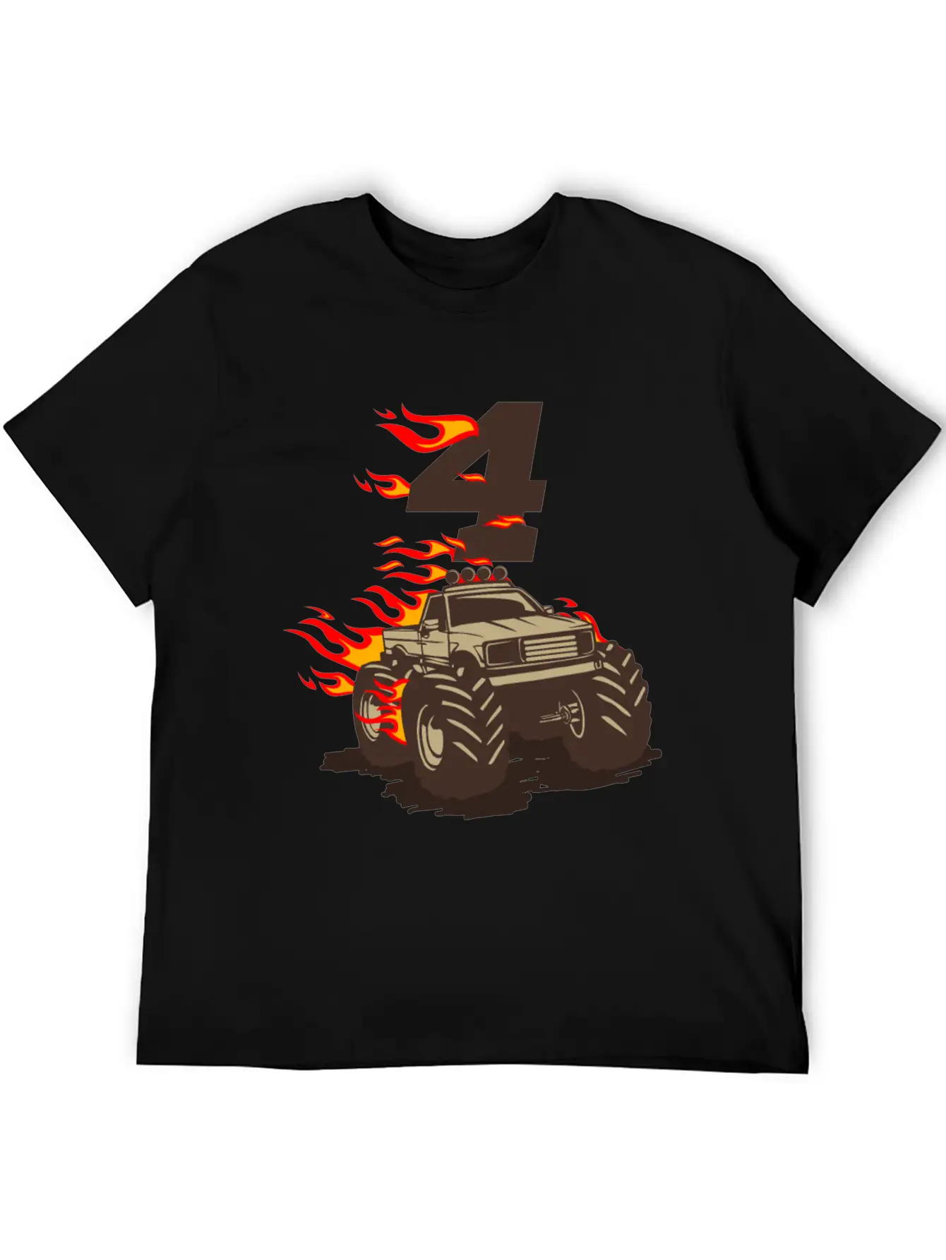4 BIRTHDAY MONSTER TRUCK 4th Birthday Truck Unisex Casual T-Shirt – Clean Design For Daily Comfort