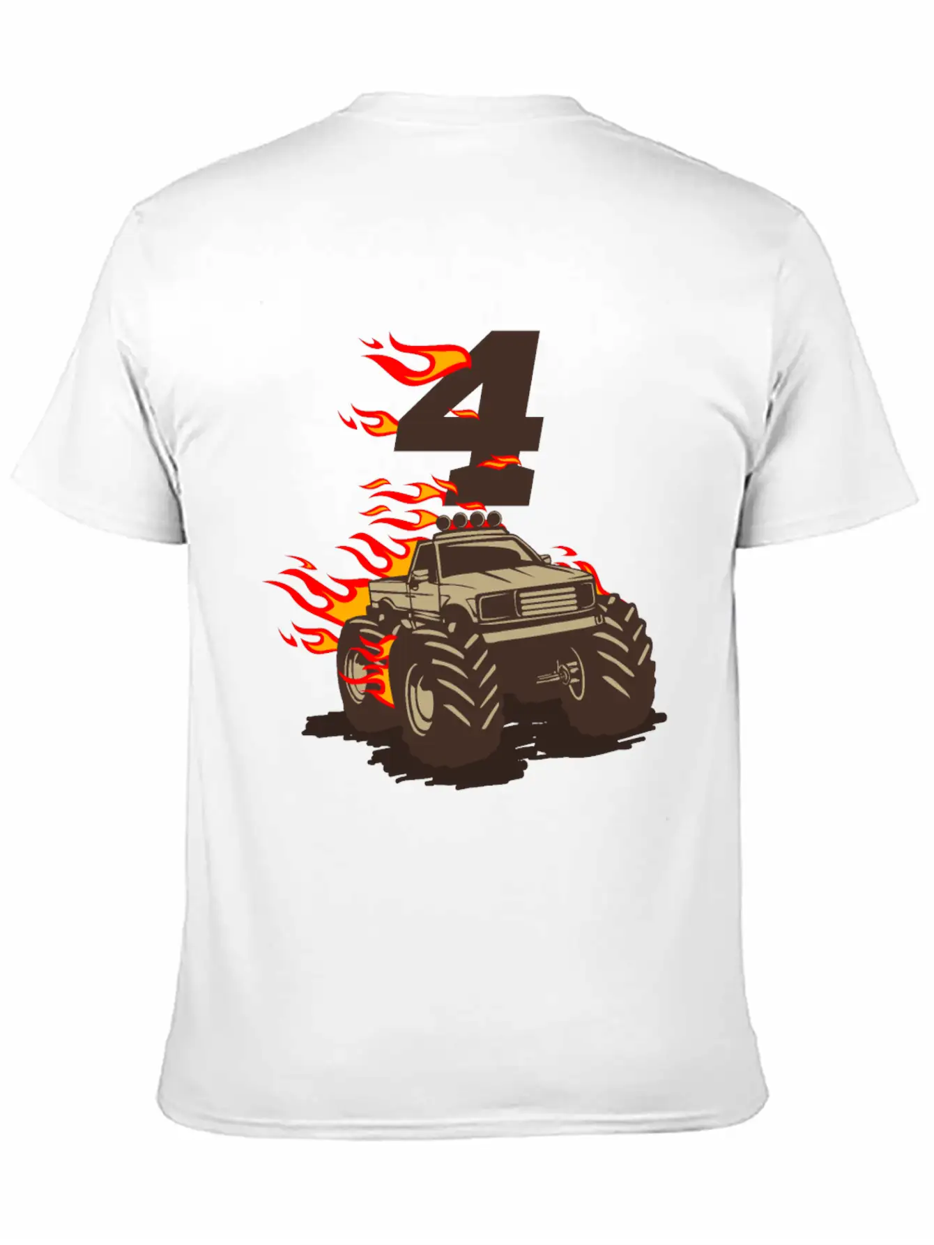 4 BIRTHDAY MONSTER TRUCK 4th Birthday Truck Unisex Casual T-Shirt – Clean Design For Daily Comfort