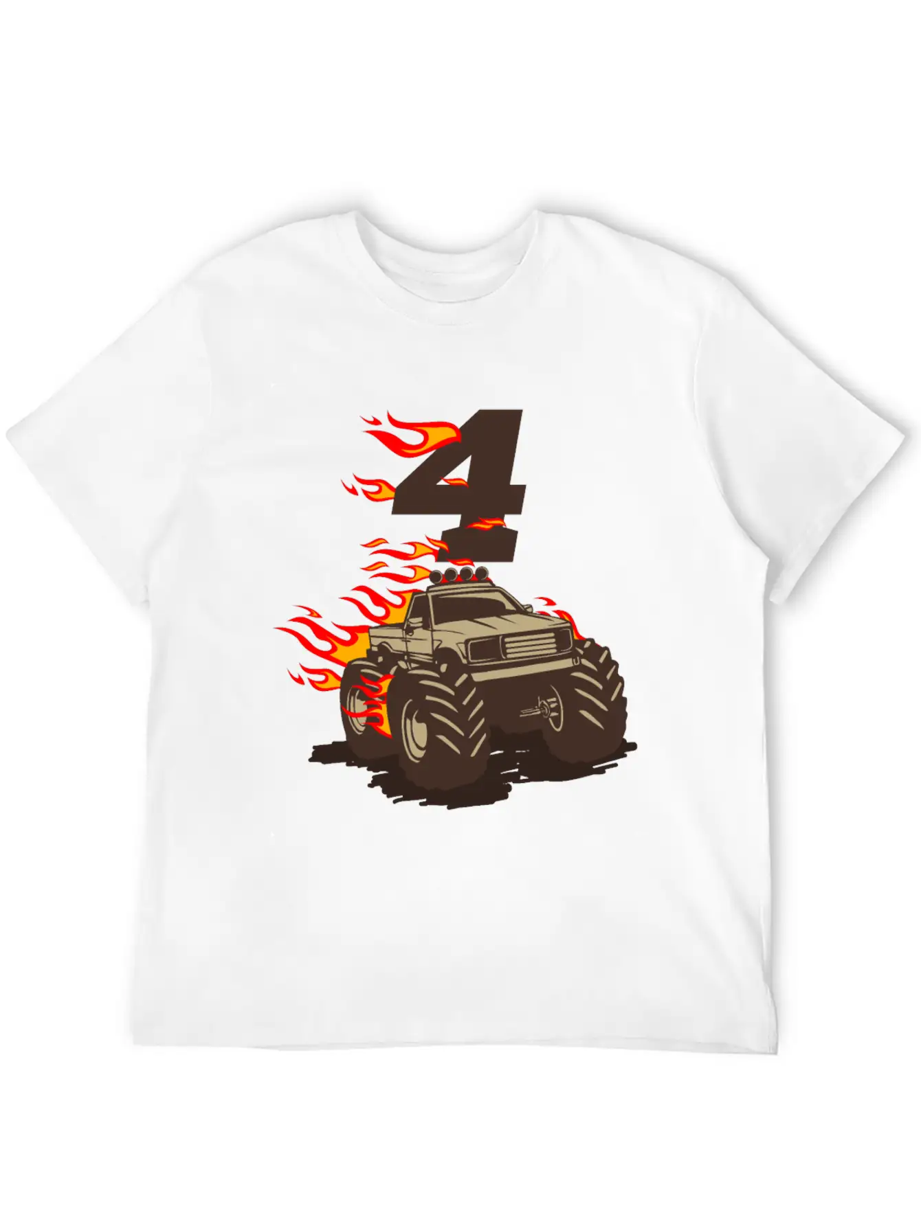 4 BIRTHDAY MONSTER TRUCK 4th Birthday Truck Unisex Casual T-Shirt – Clean Design For Daily Comfort