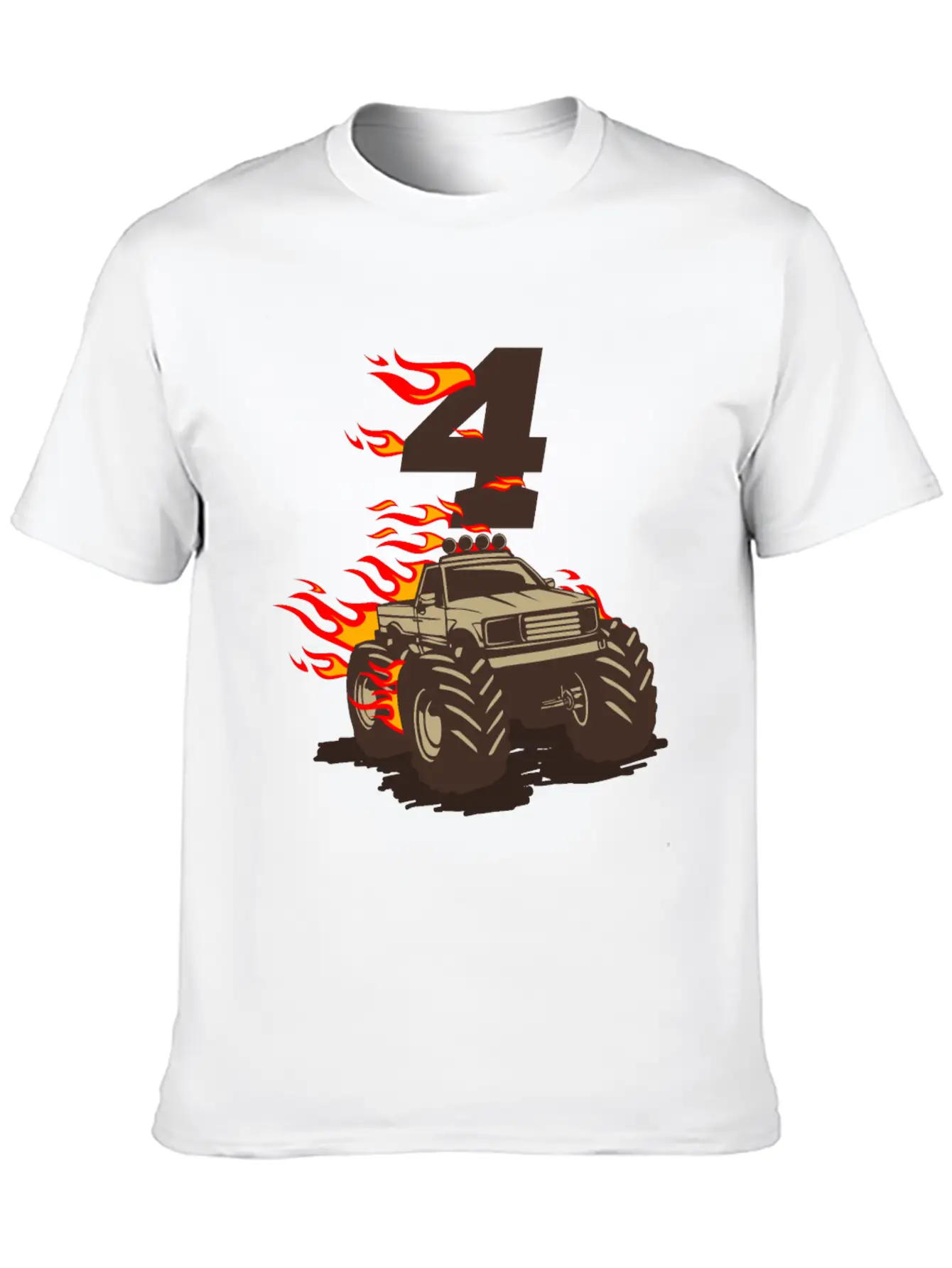 4 BIRTHDAY MONSTER TRUCK 4th Birthday Truck Unisex Casual T-Shirt – Clean Design For Daily Comfort