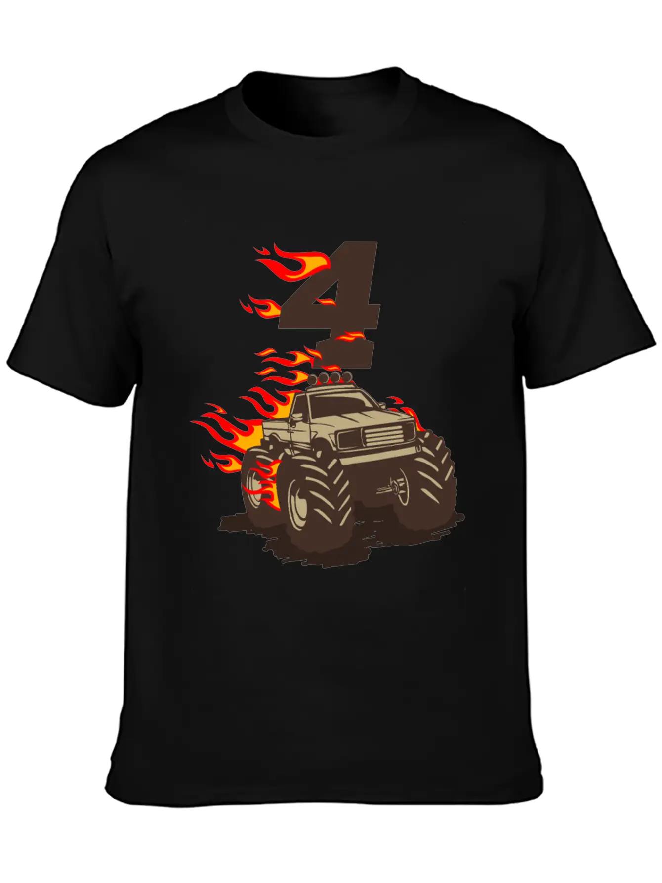 4 BIRTHDAY MONSTER TRUCK 4th Birthday Truck Unisex Casual T-Shirt – Clean Design For Daily Comfort