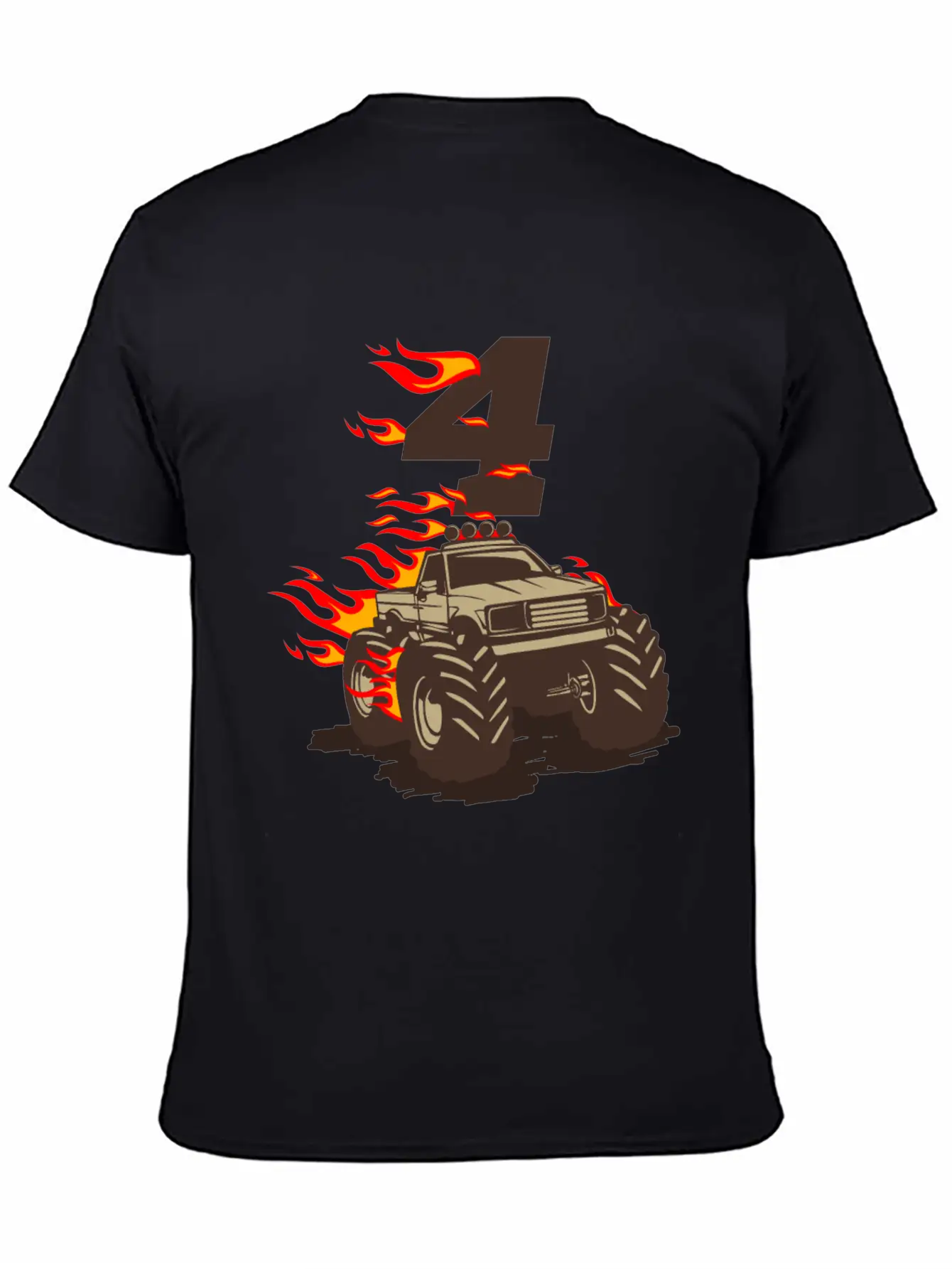 4 BIRTHDAY MONSTER TRUCK 4th Birthday Truck Unisex Casual T-Shirt – Clean Design For Daily Comfort
