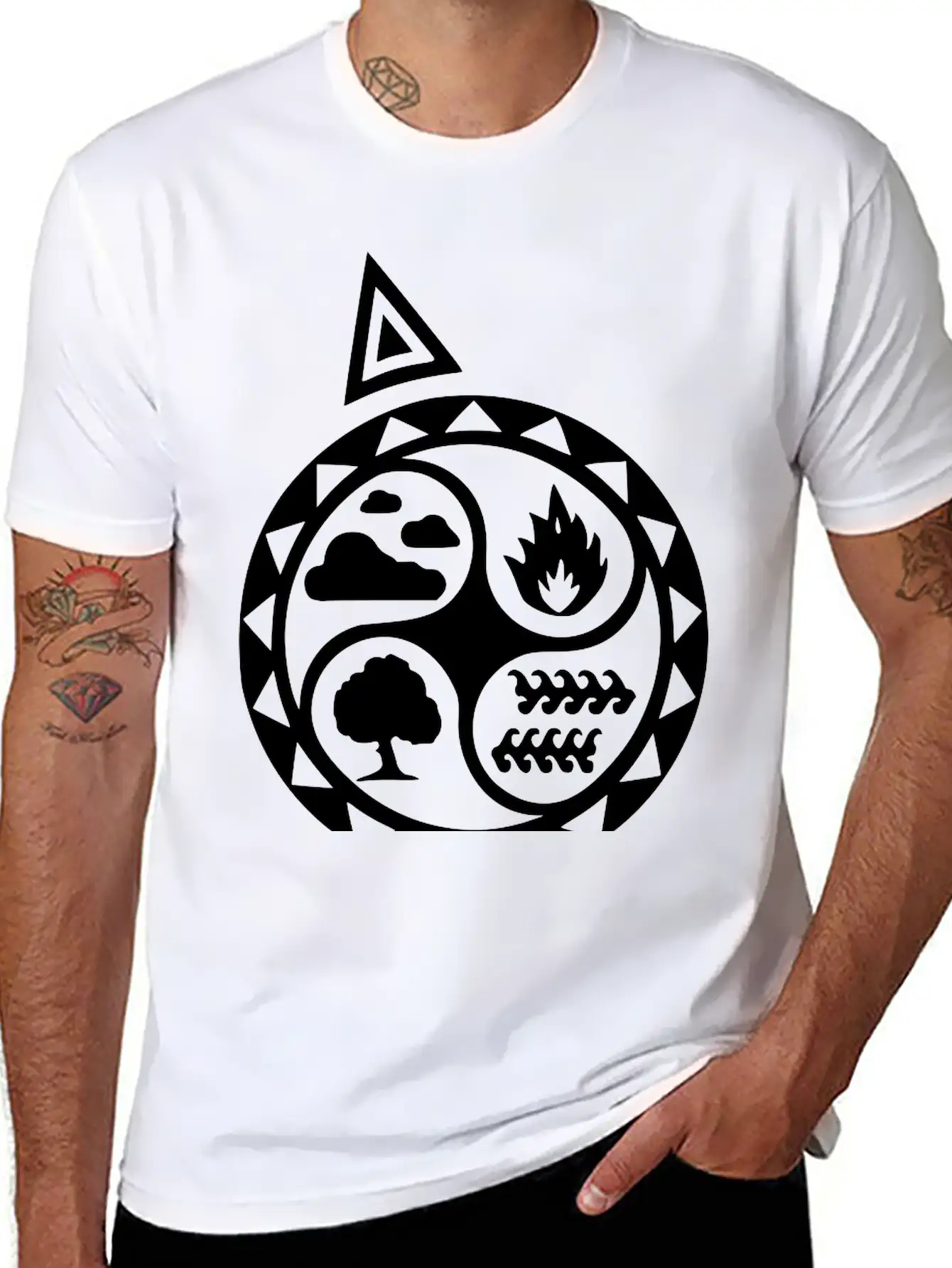 4 Elements Unisex Short Sleeve Soft Cotton T-Shirt – Casual Everyday Wear