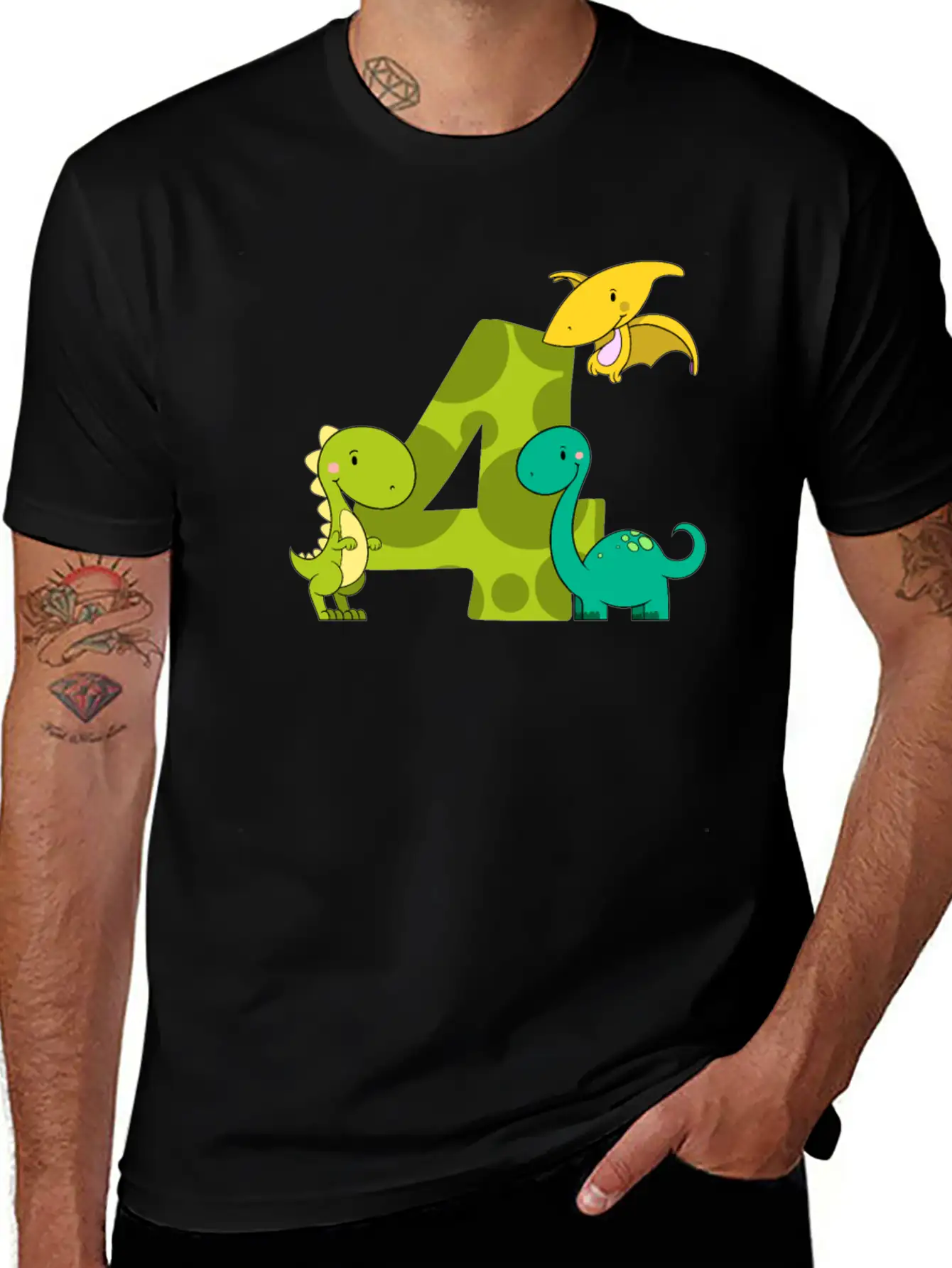 4 Year Old Boy Dinosaur 4th Birthday Unisex Casual T-Shirt – Clean Design For Daily Comfort