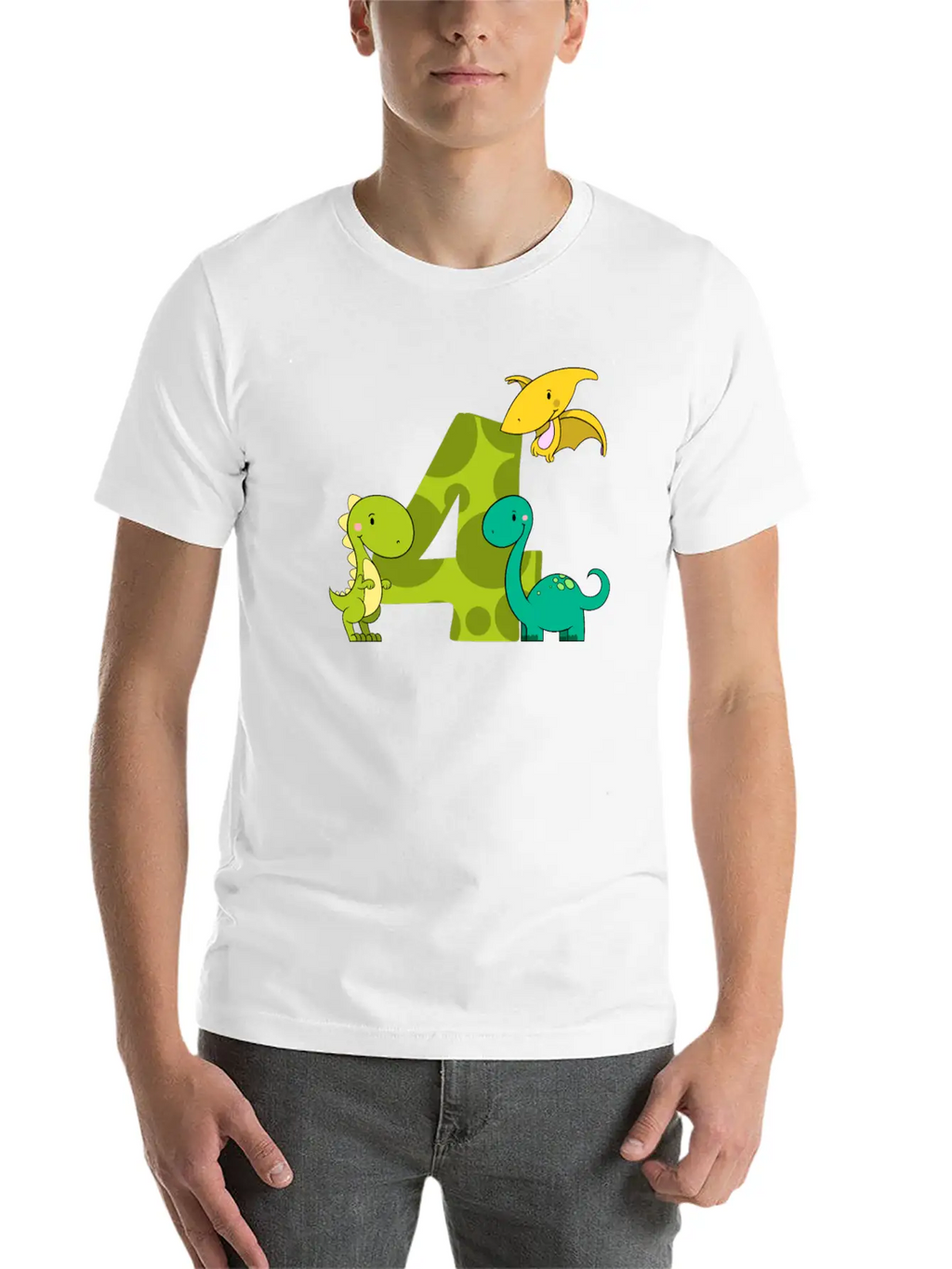 4 Year Old Boy Dinosaur 4th Birthday Unisex Casual T-Shirt – Clean Design For Daily Comfort