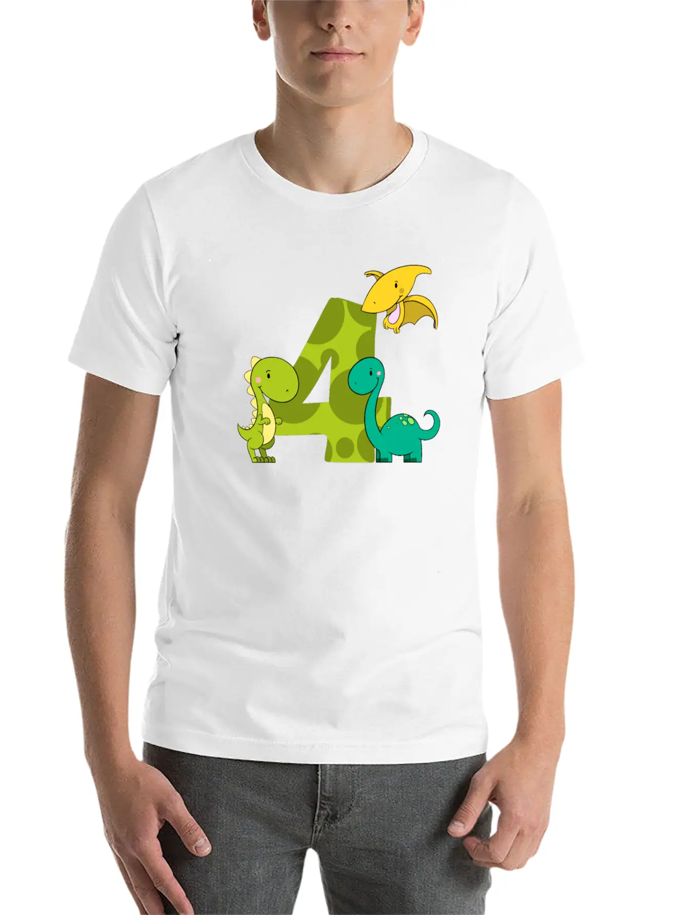 4 Year Old Boy Dinosaur 4th Birthday Unisex Casual T-Shirt – Clean Design For Daily Comfort