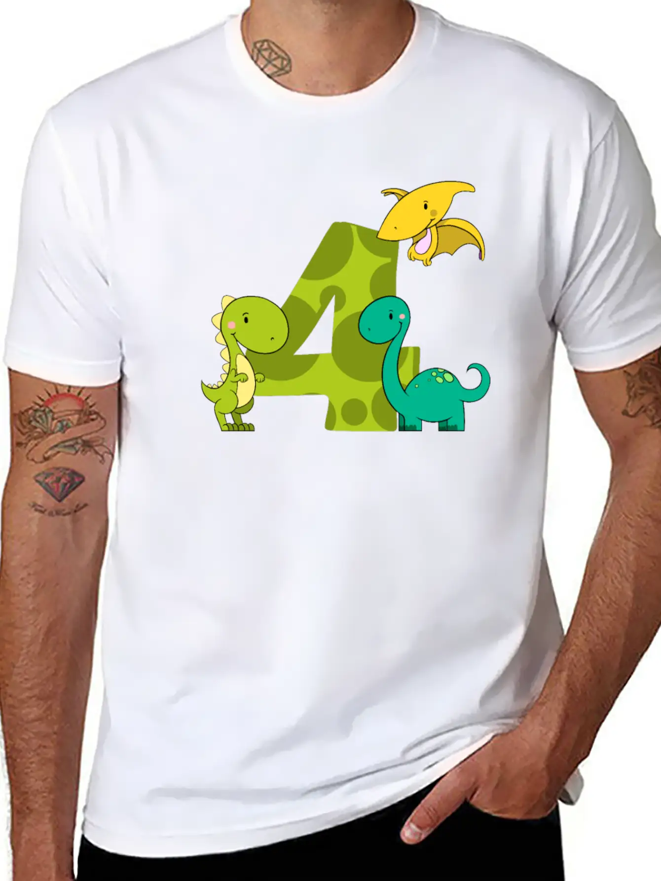 4 Year Old Boy Dinosaur 4th Birthday Unisex Casual T-Shirt – Clean Design For Daily Comfort