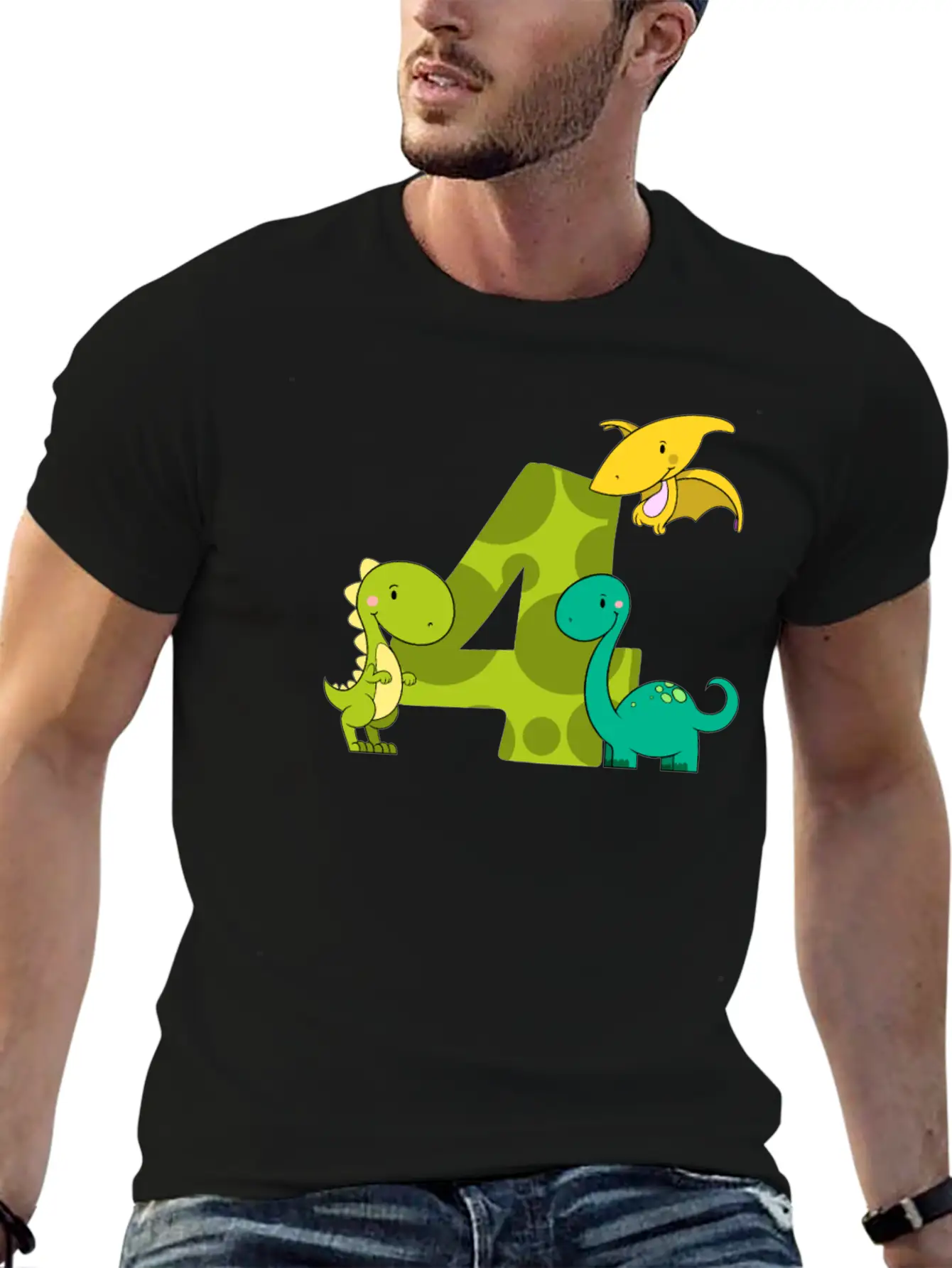 4 Year Old Boy Dinosaur 4th Birthday Unisex Casual T-Shirt – Clean Design For Daily Comfort