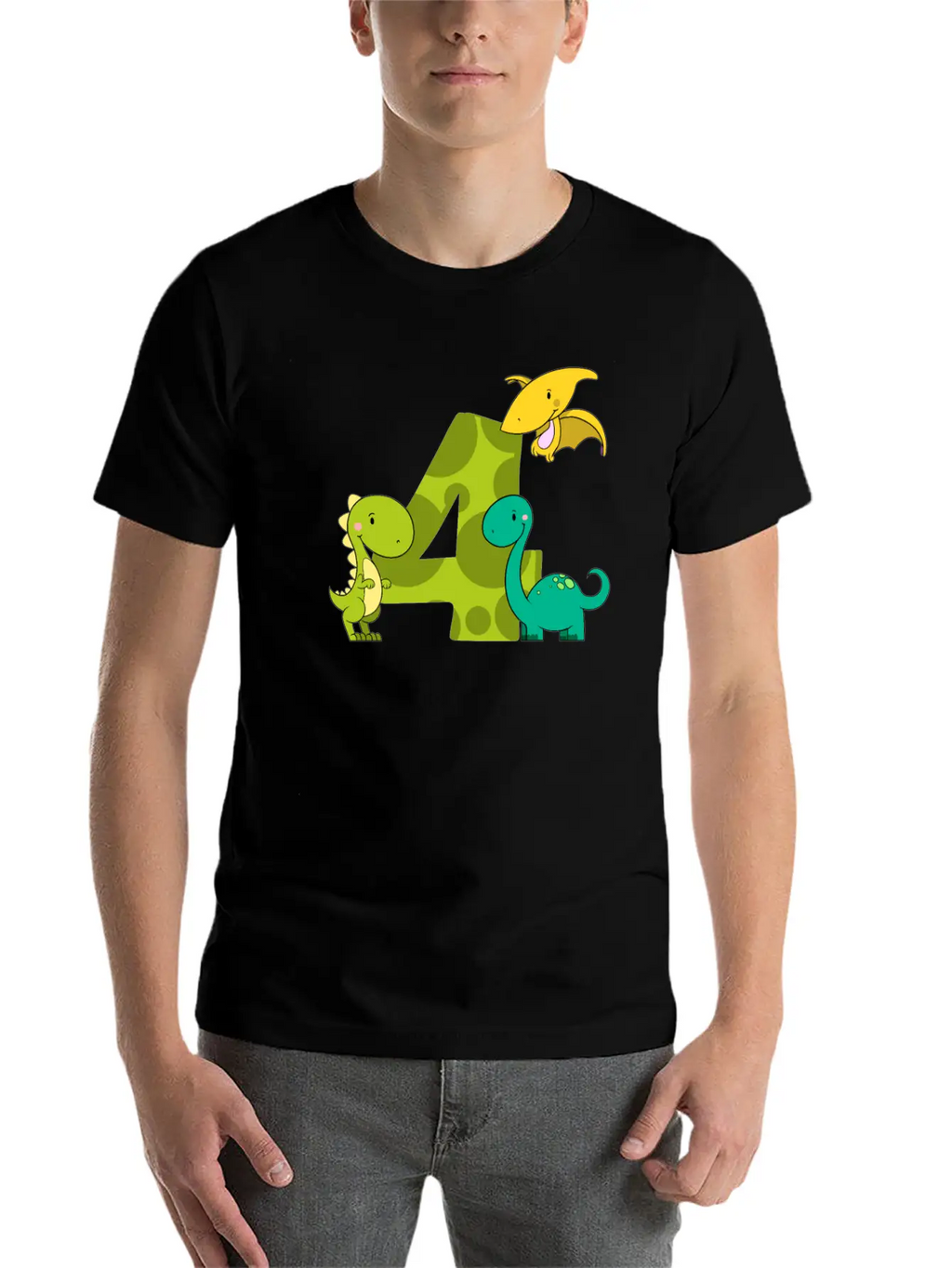4 Year Old Boy Dinosaur 4th Birthday Unisex Casual T-Shirt – Clean Design For Daily Comfort
