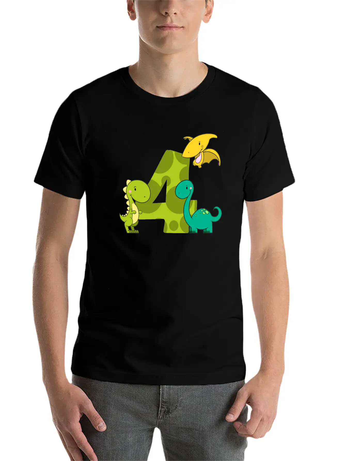 4 Year Old Boy Dinosaur 4th Birthday Unisex Casual T-Shirt – Clean Design For Daily Comfort
