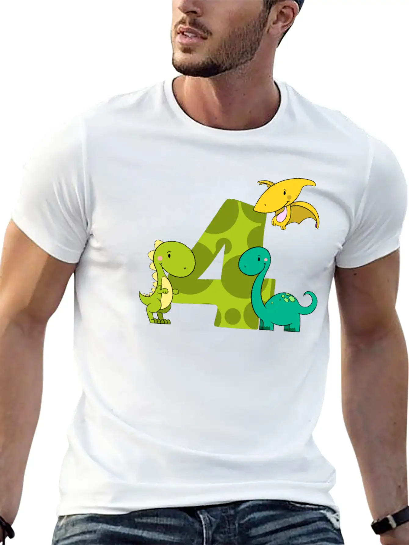 4 Year Old Boy Dinosaur 4th Birthday Unisex Casual T-Shirt – Clean Design For Daily Comfort