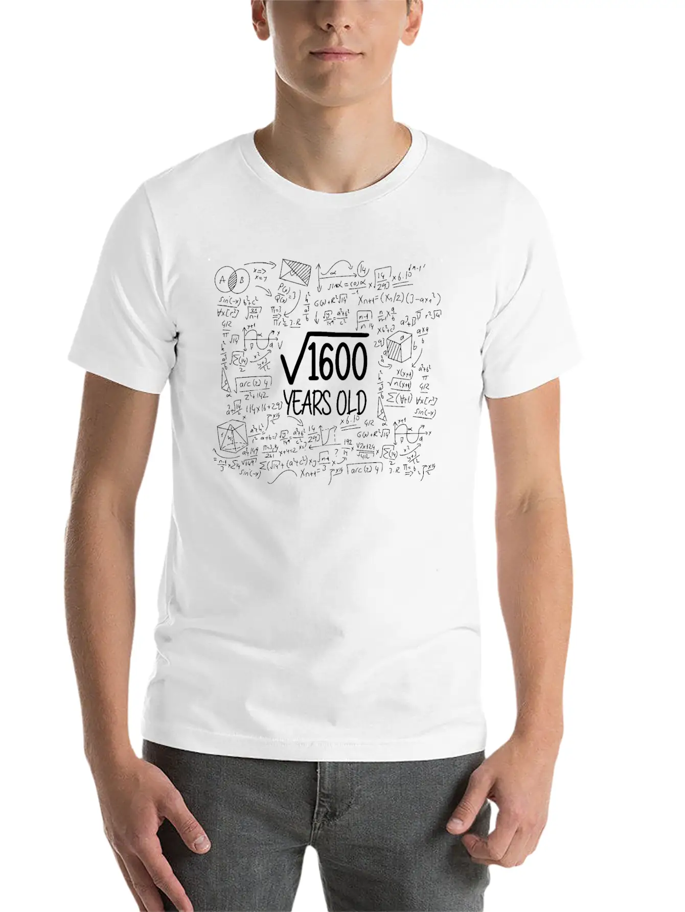 40th Birthday Gift Root Out Of 1600 Nerd Maths Unisex Casual T-Shirt – Clean Design For Daily Comfort