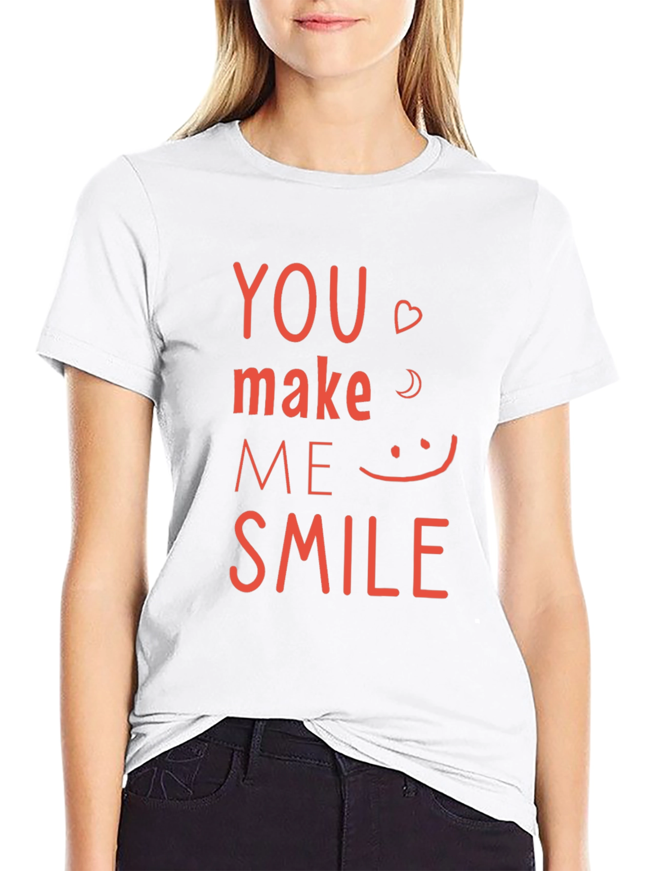 You Make Me Smile Graphic Tee - Black Cotton Shirt