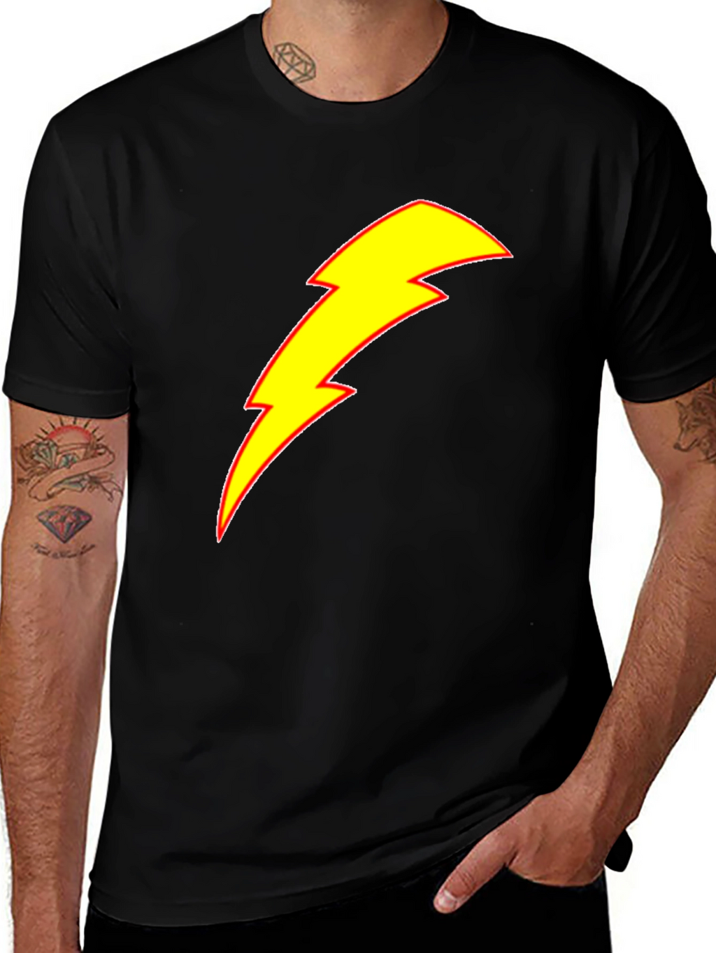 Lightning Bolt Graphic Tee - Black