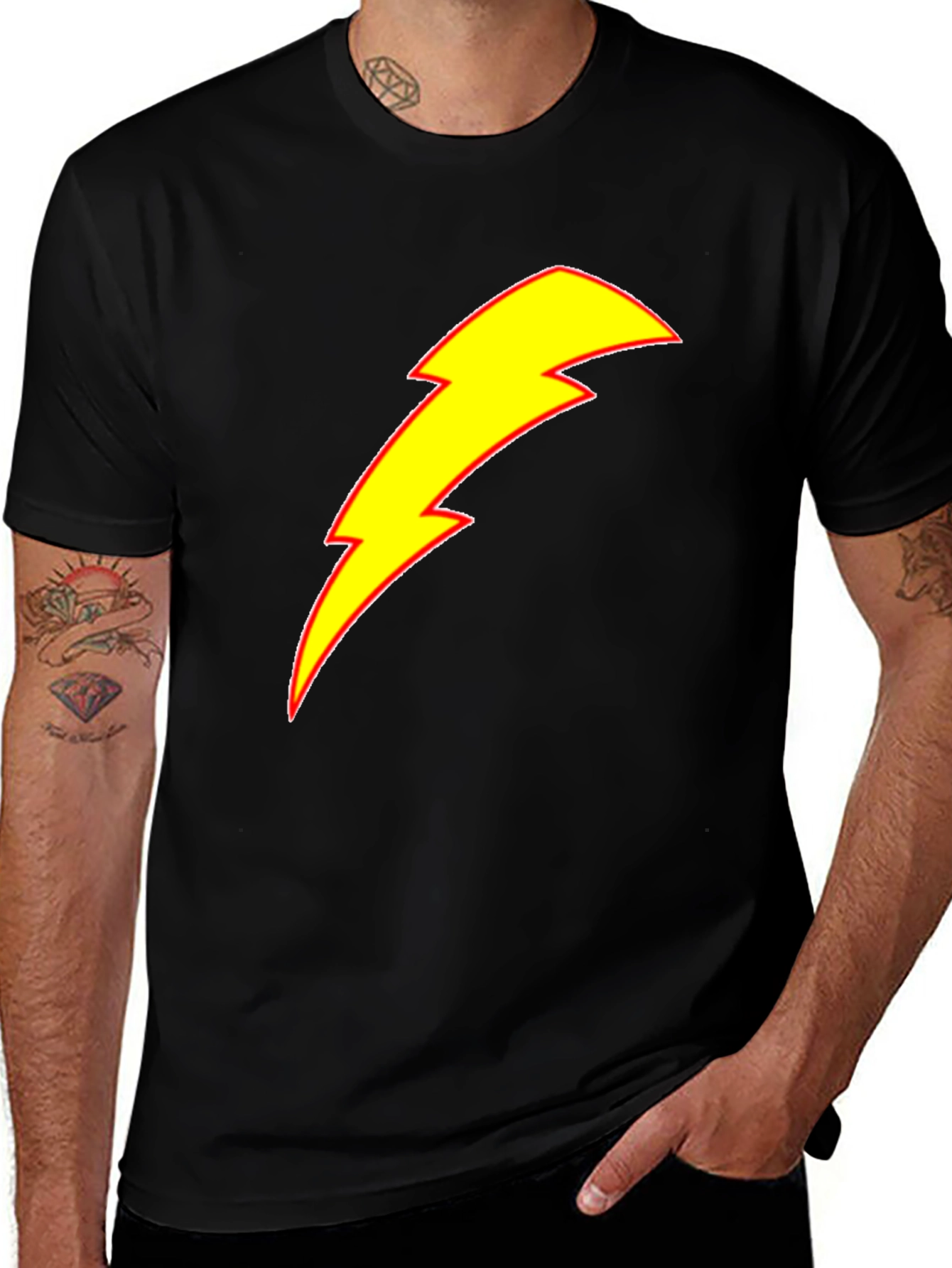 Lightning Bolt Graphic Tee - Black