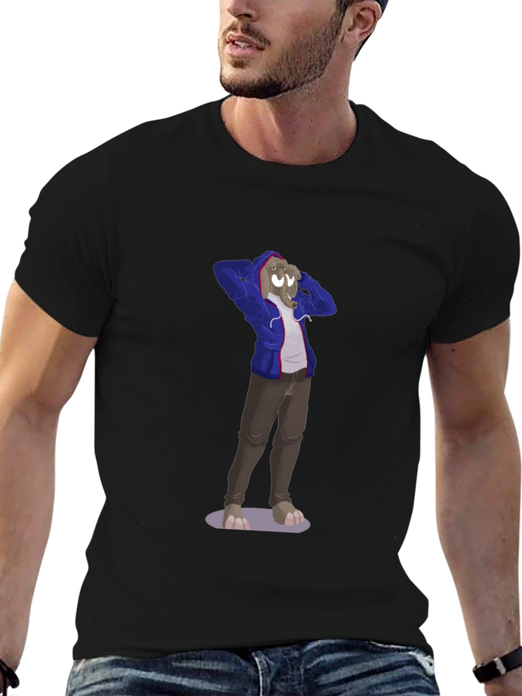 Novelty Cartoon Elephant Graphic Tee