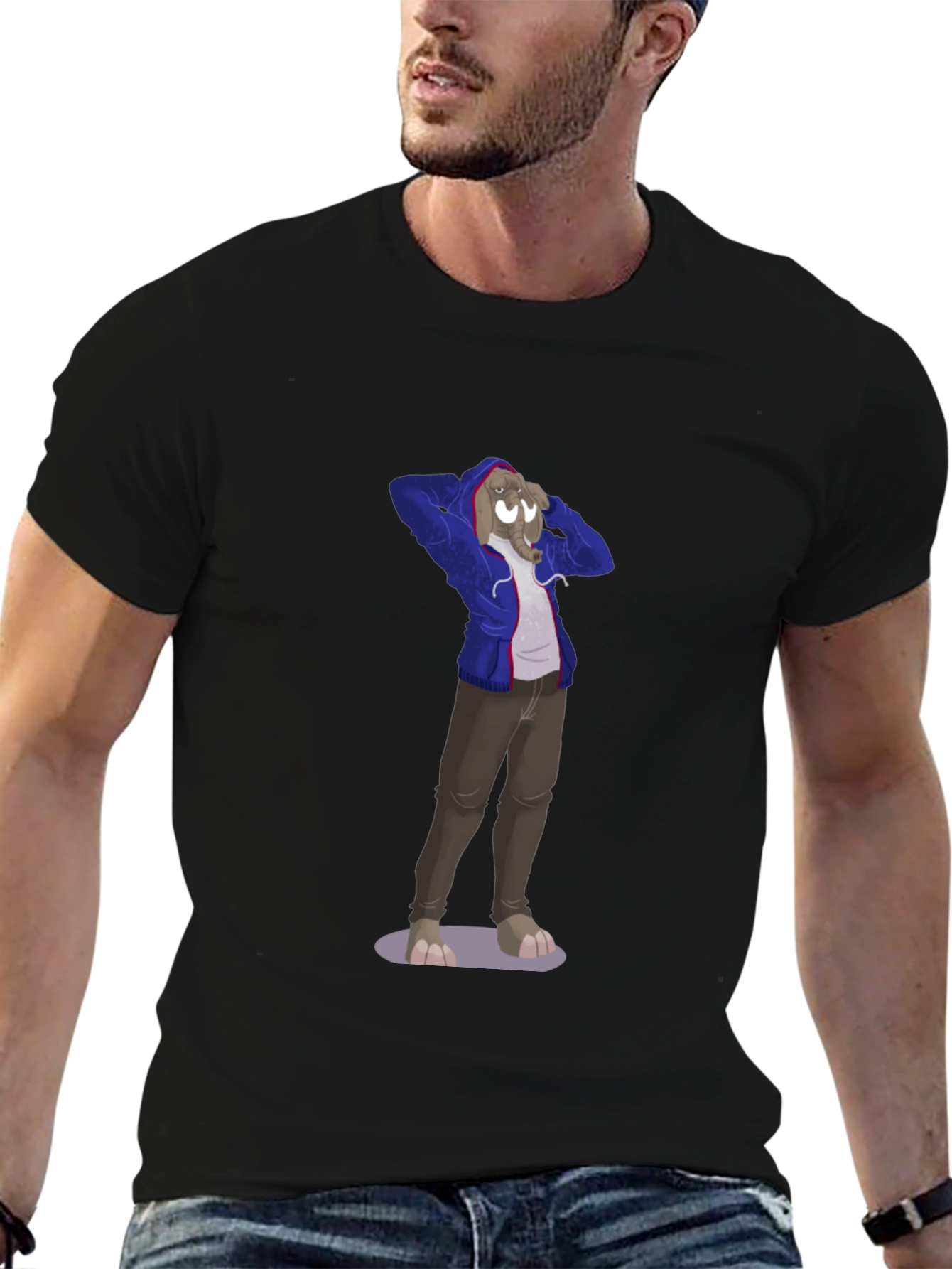Novelty Cartoon Elephant Graphic Tee