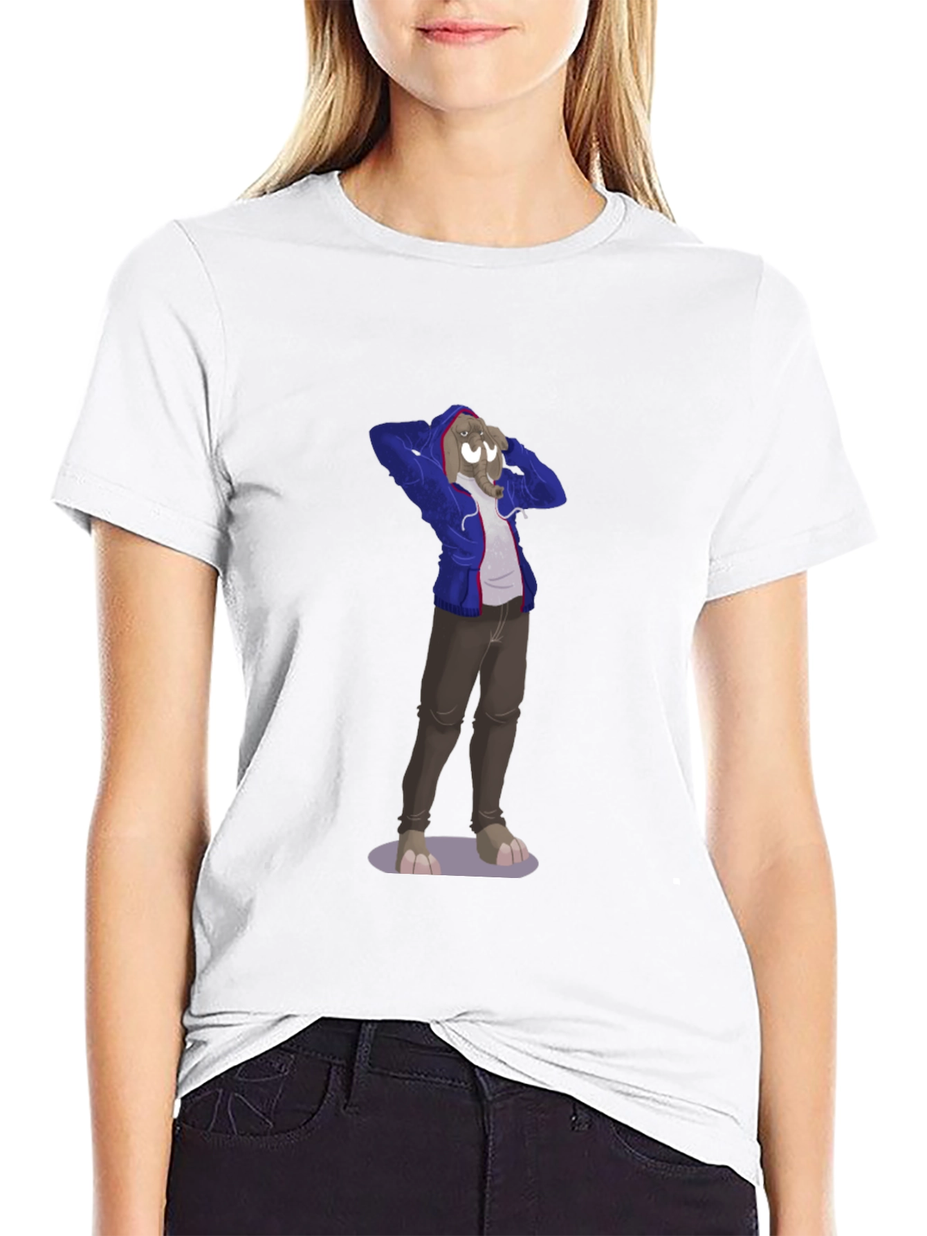 Novelty Cartoon Elephant Graphic Tee