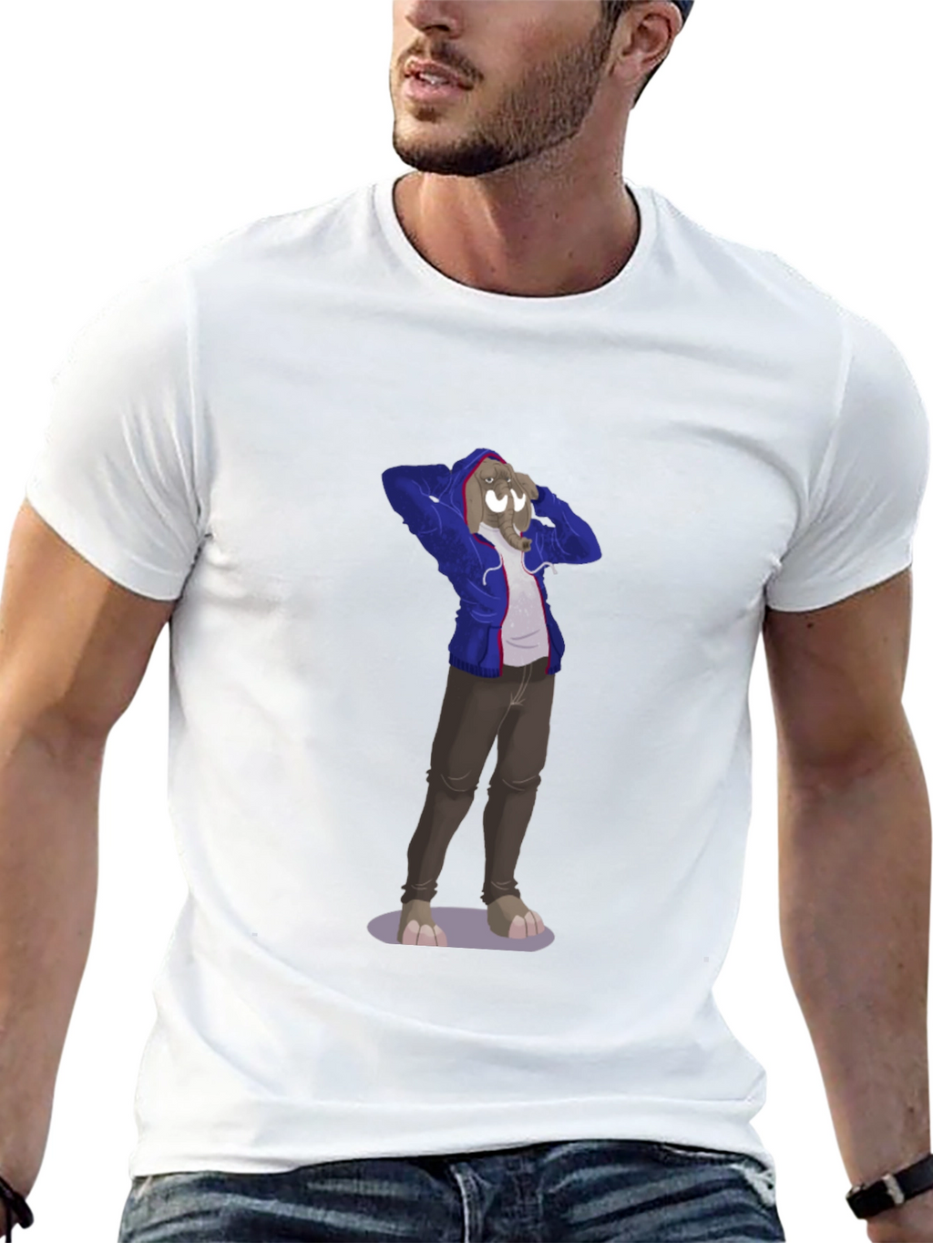 Novelty Cartoon Elephant Graphic Tee