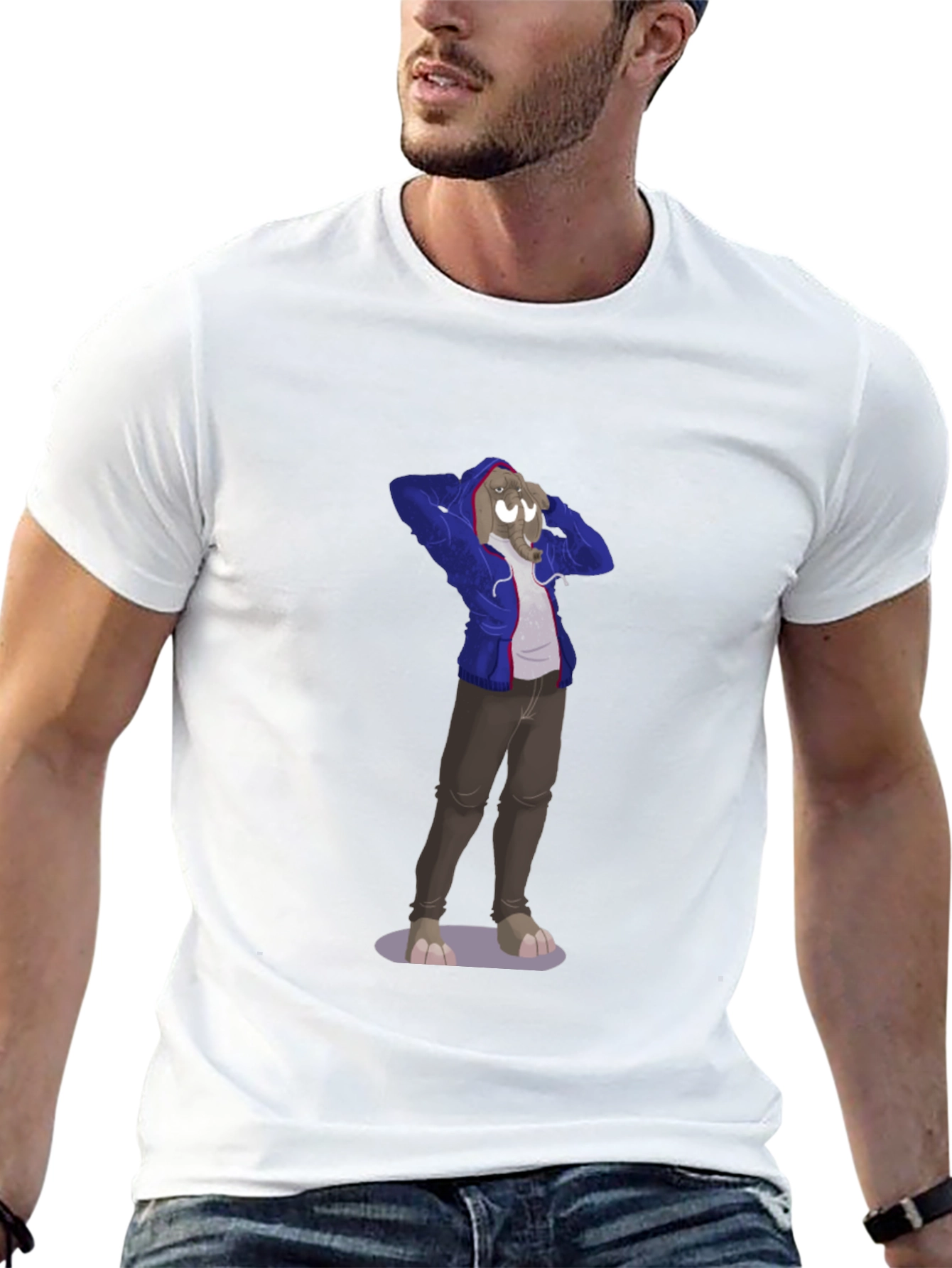 Novelty Cartoon Elephant Graphic Tee