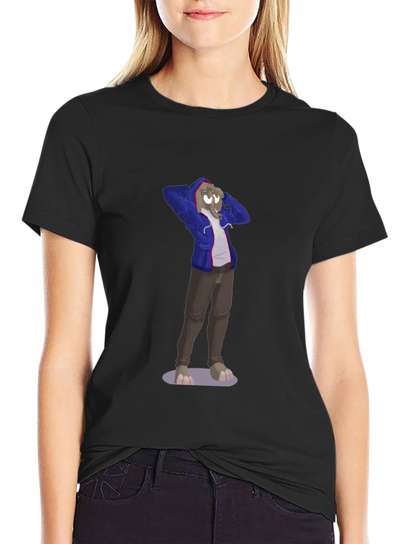 Novelty Cartoon Elephant Graphic Tee