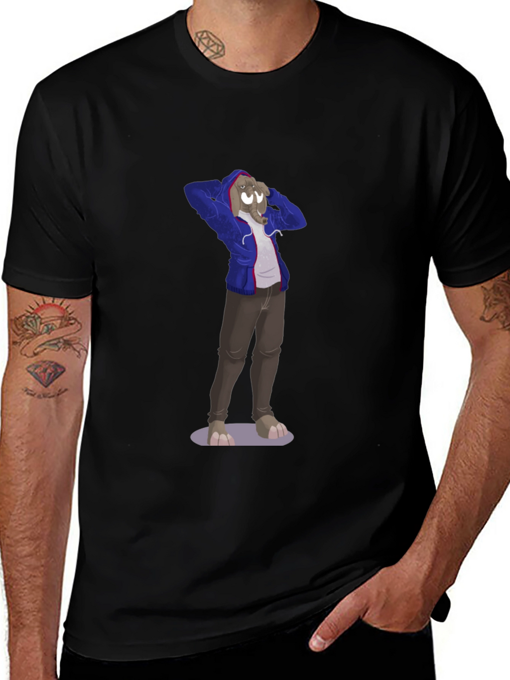 Novelty Cartoon Elephant Graphic Tee