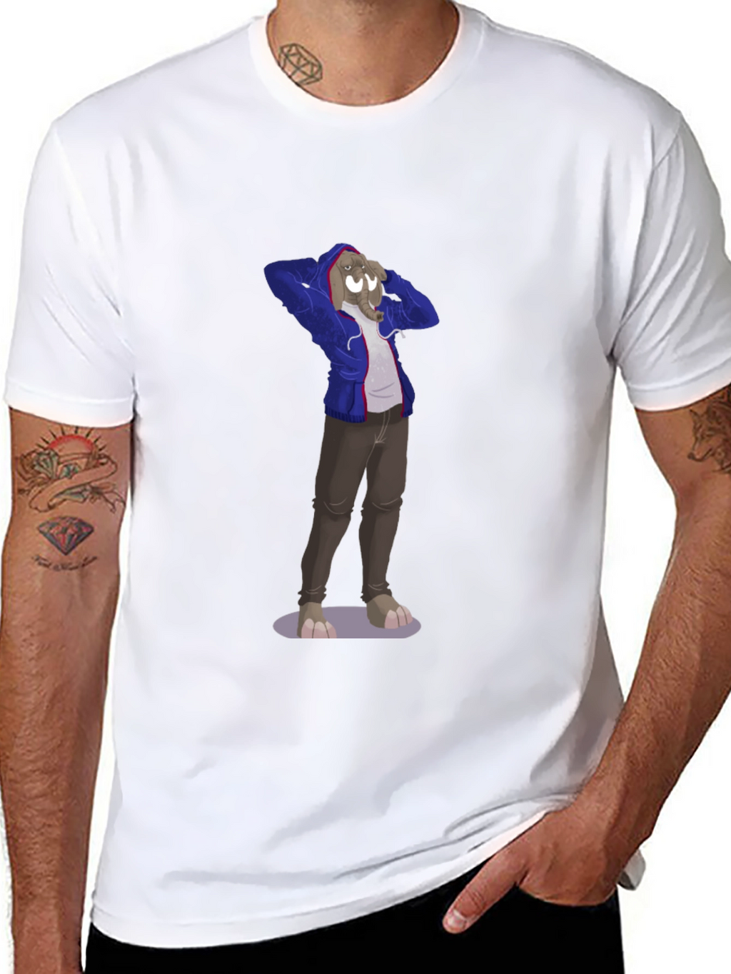 Novelty Cartoon Elephant Graphic Tee