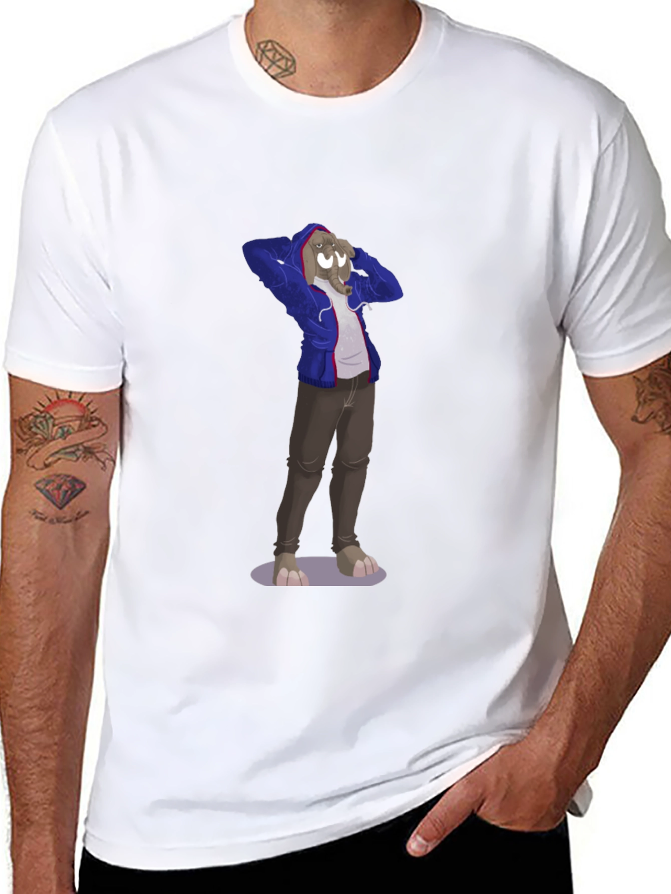 Novelty Cartoon Elephant Graphic Tee