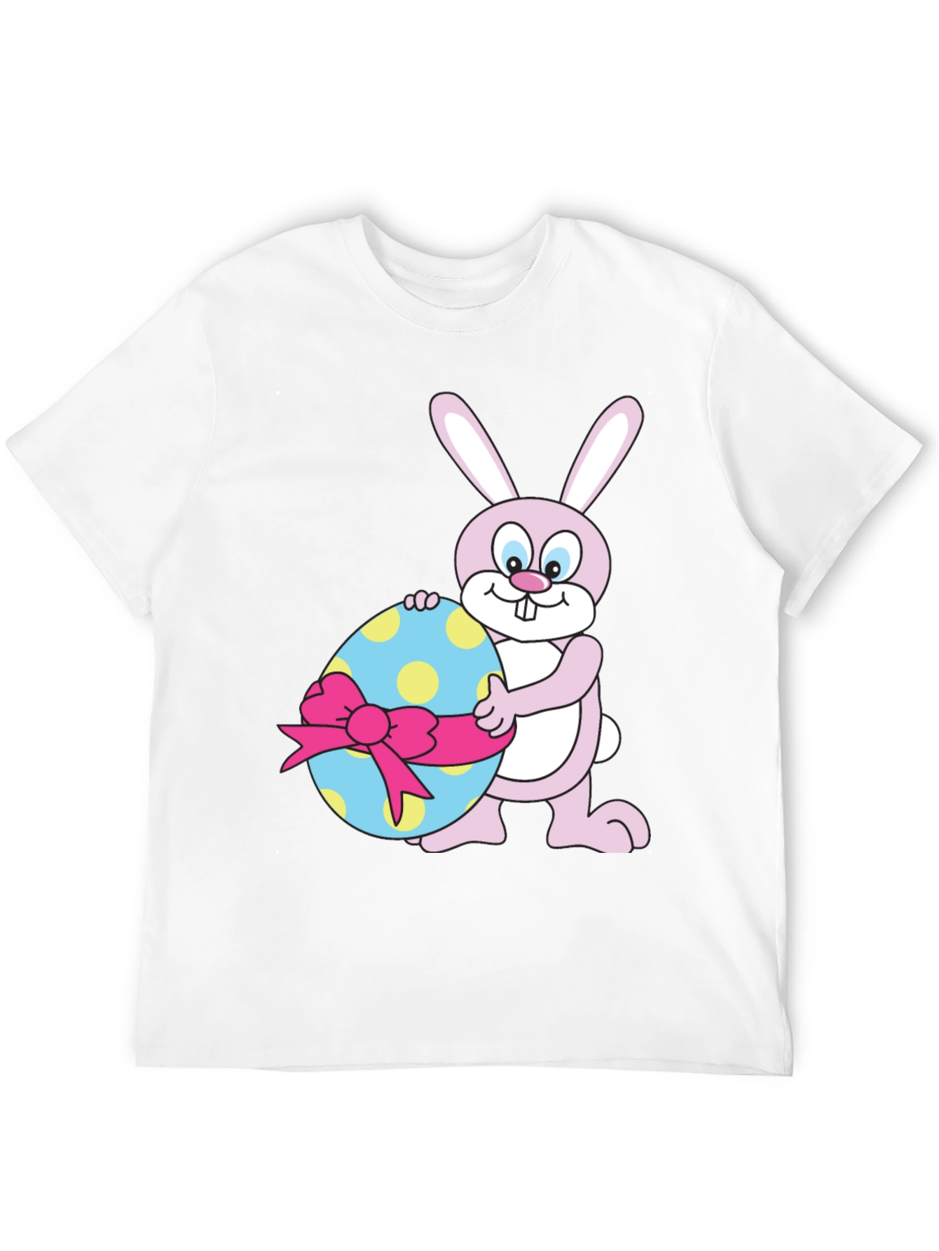 Easter Bunny Holding Decorated Egg Black T-Shirt