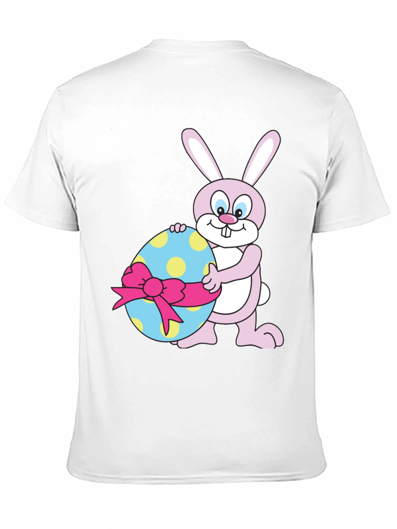 Easter Bunny Holding Decorated Egg Black T-Shirt