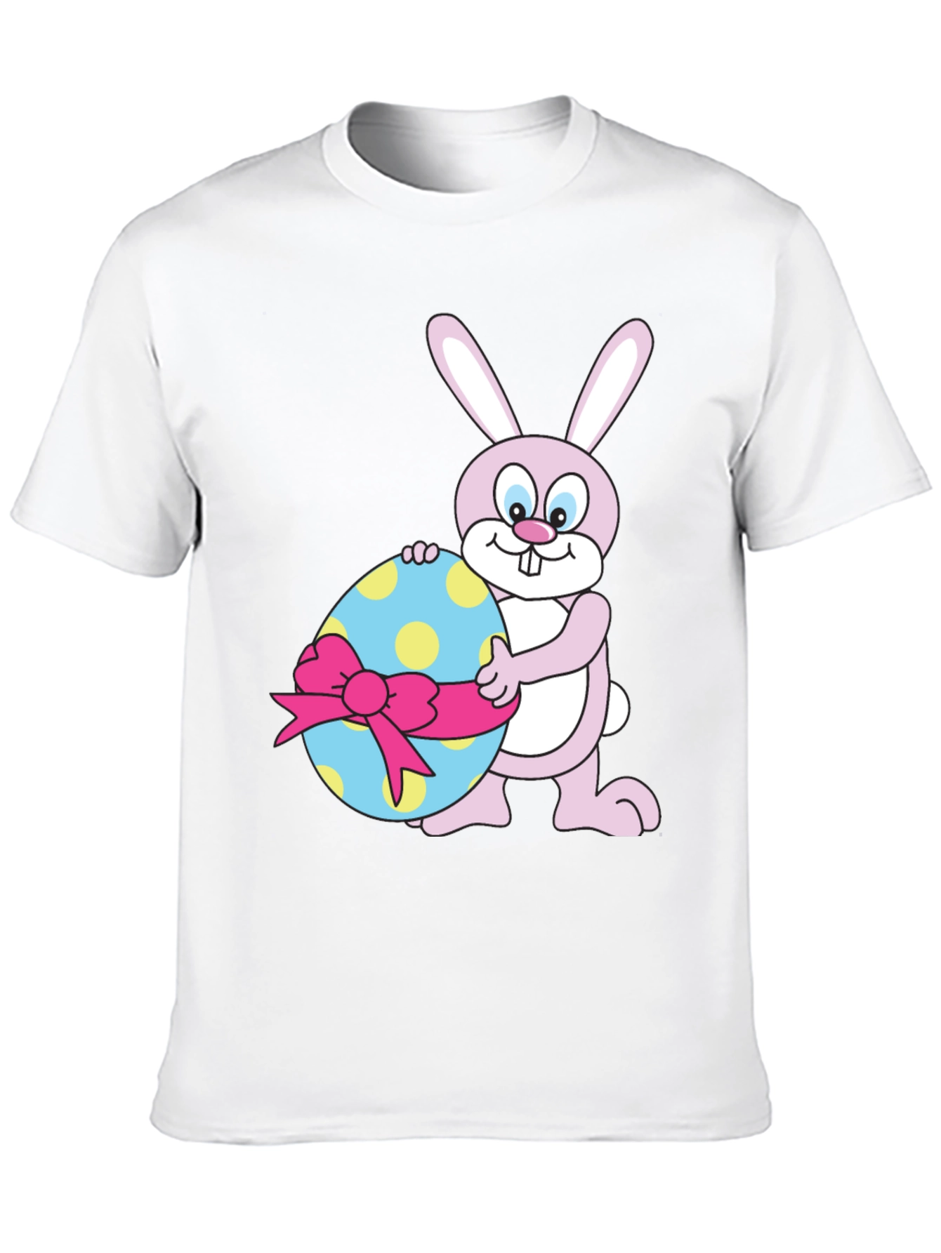 Easter Bunny Holding Decorated Egg Black T-Shirt