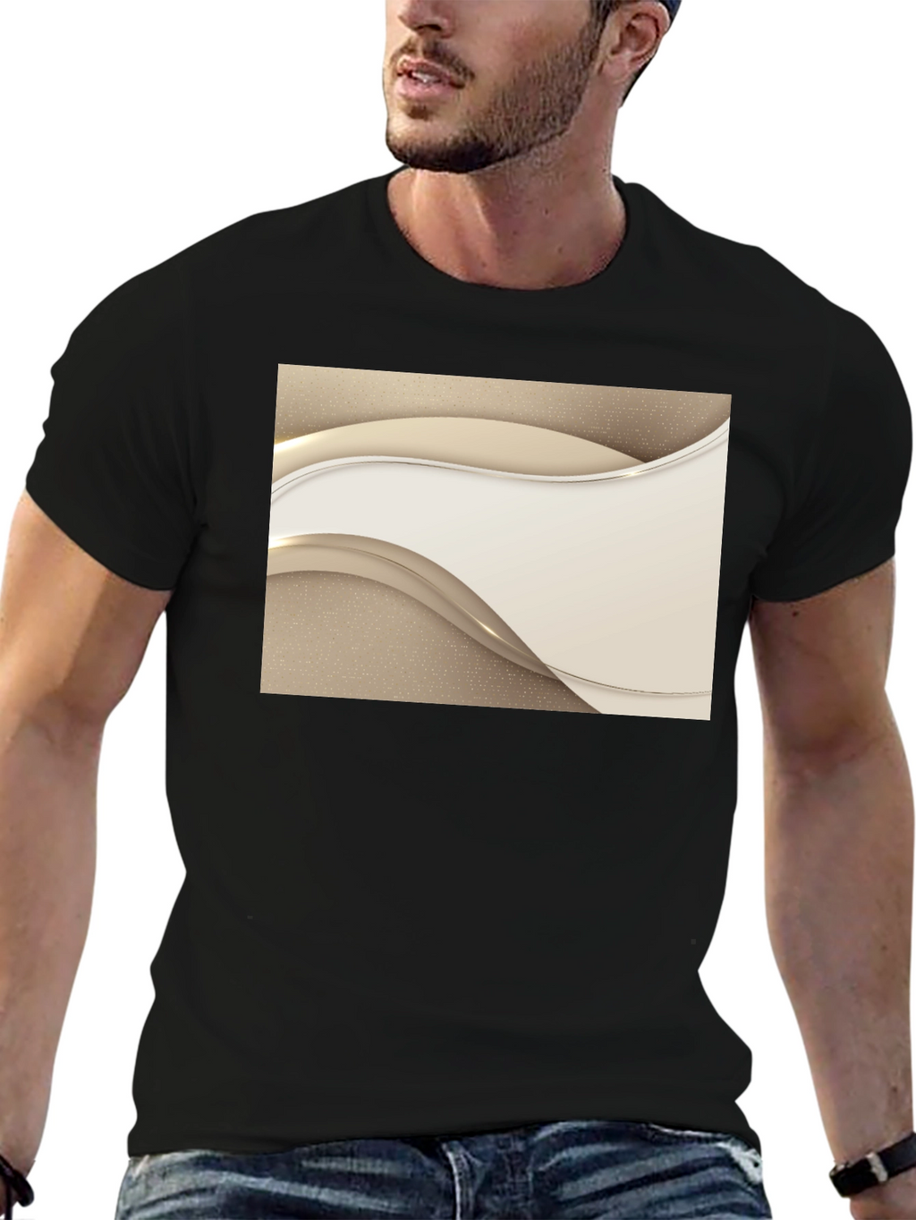 Stylish Black Tee with Abstract Design
