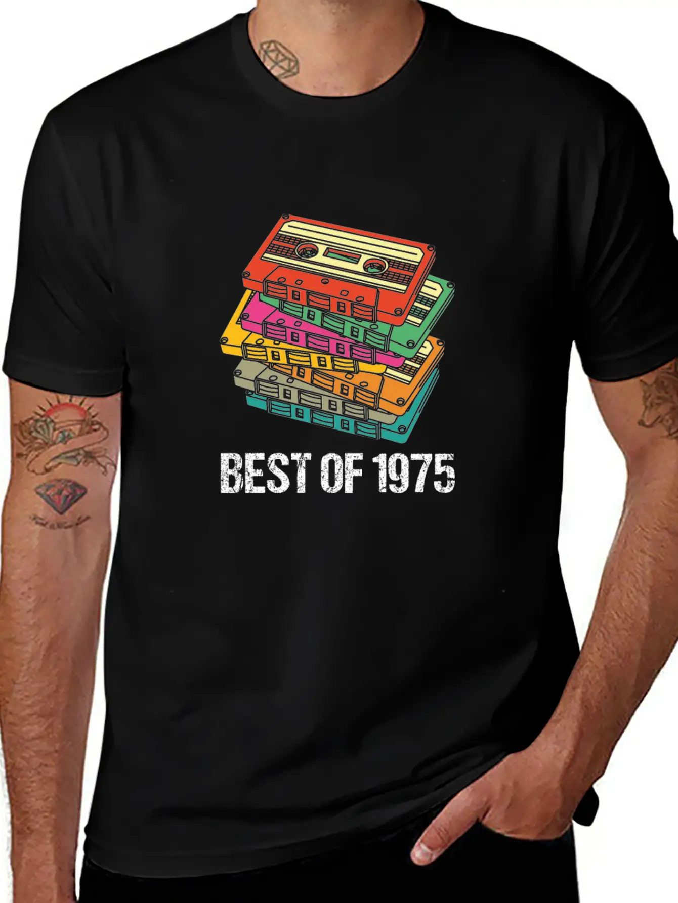 45th Birthday Best Of 1975 Cassette Tape Vintage Breathable Soft Cotton T-Shirt – Timeless Casual Look