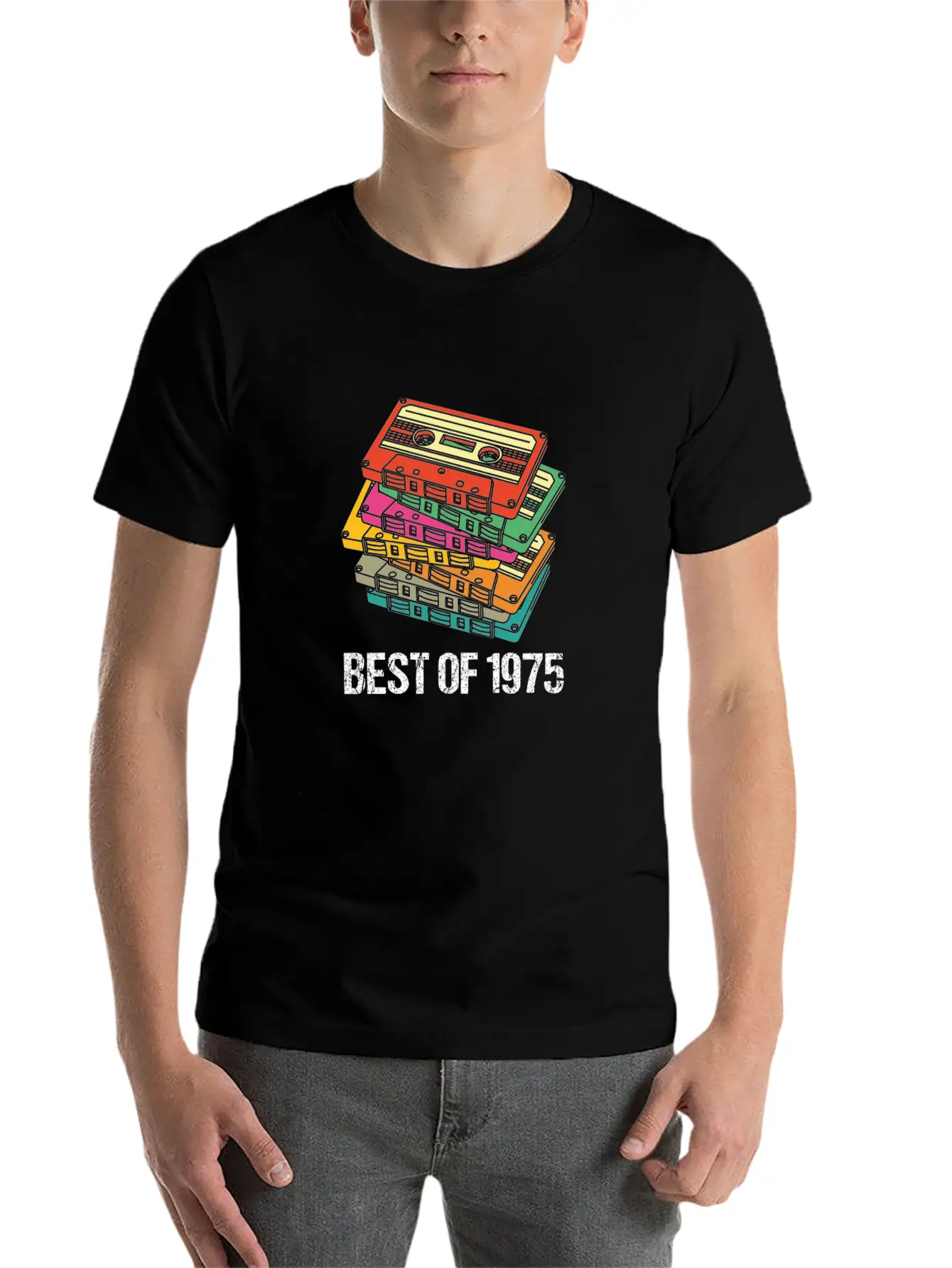 45th Birthday Best Of 1975 Cassette Tape Vintage Breathable Soft Cotton T-Shirt – Timeless Casual Look