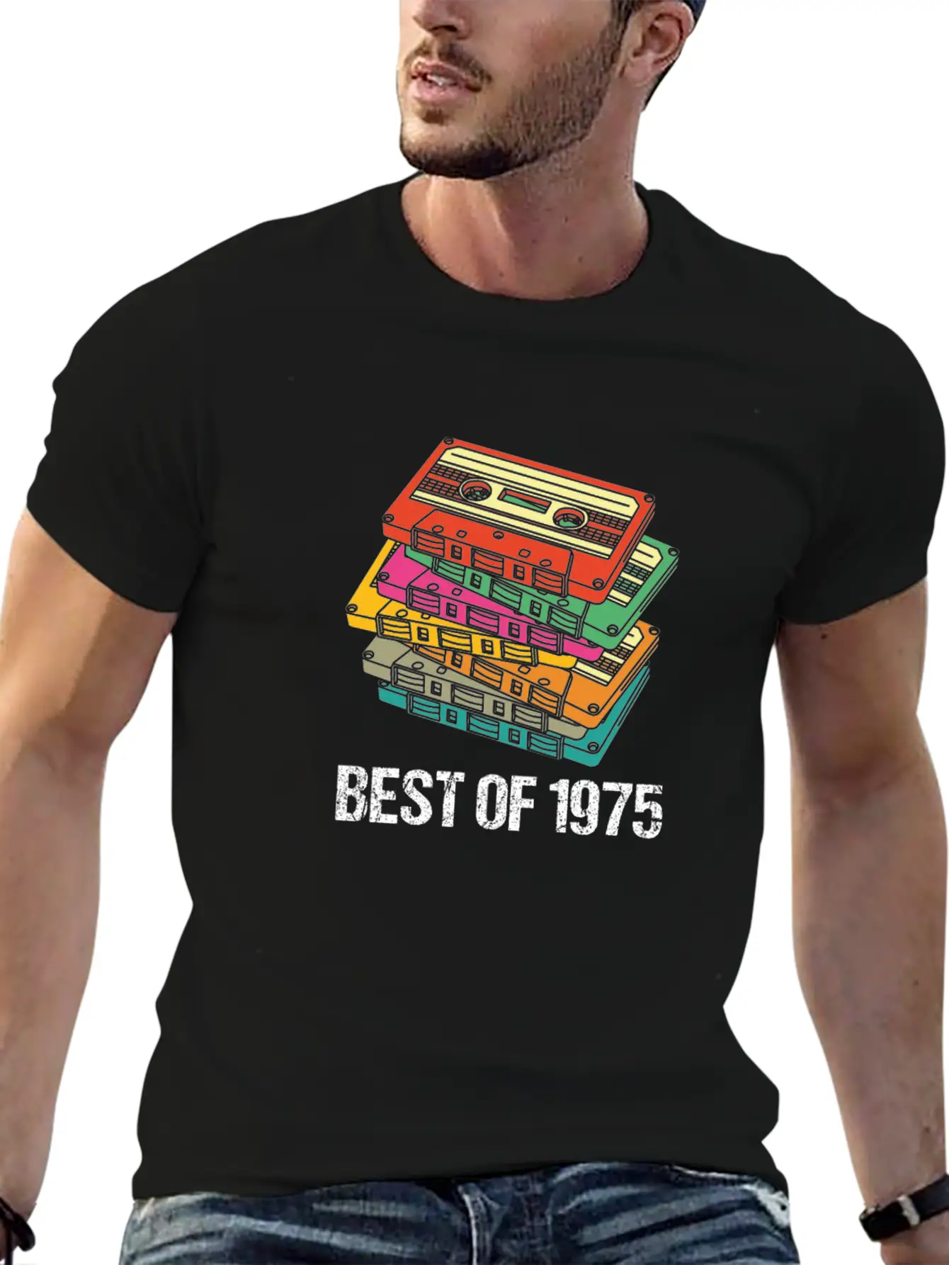 45th Birthday Best Of 1975 Cassette Tape Vintage Breathable Soft Cotton T-Shirt – Timeless Casual Look