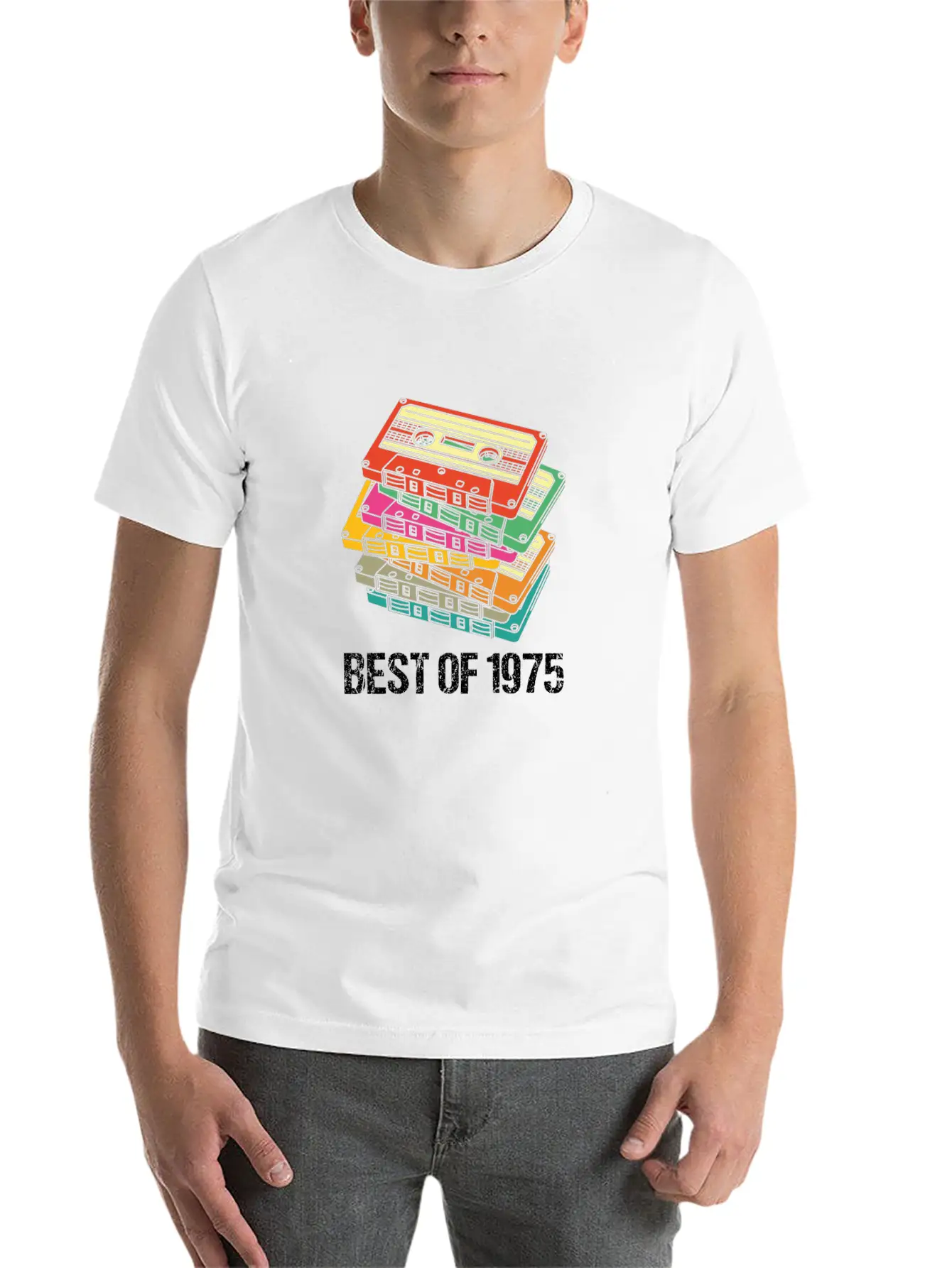45th Birthday Best Of 1975 Cassette Tape Vintage Breathable Soft Cotton T-Shirt – Timeless Casual Look