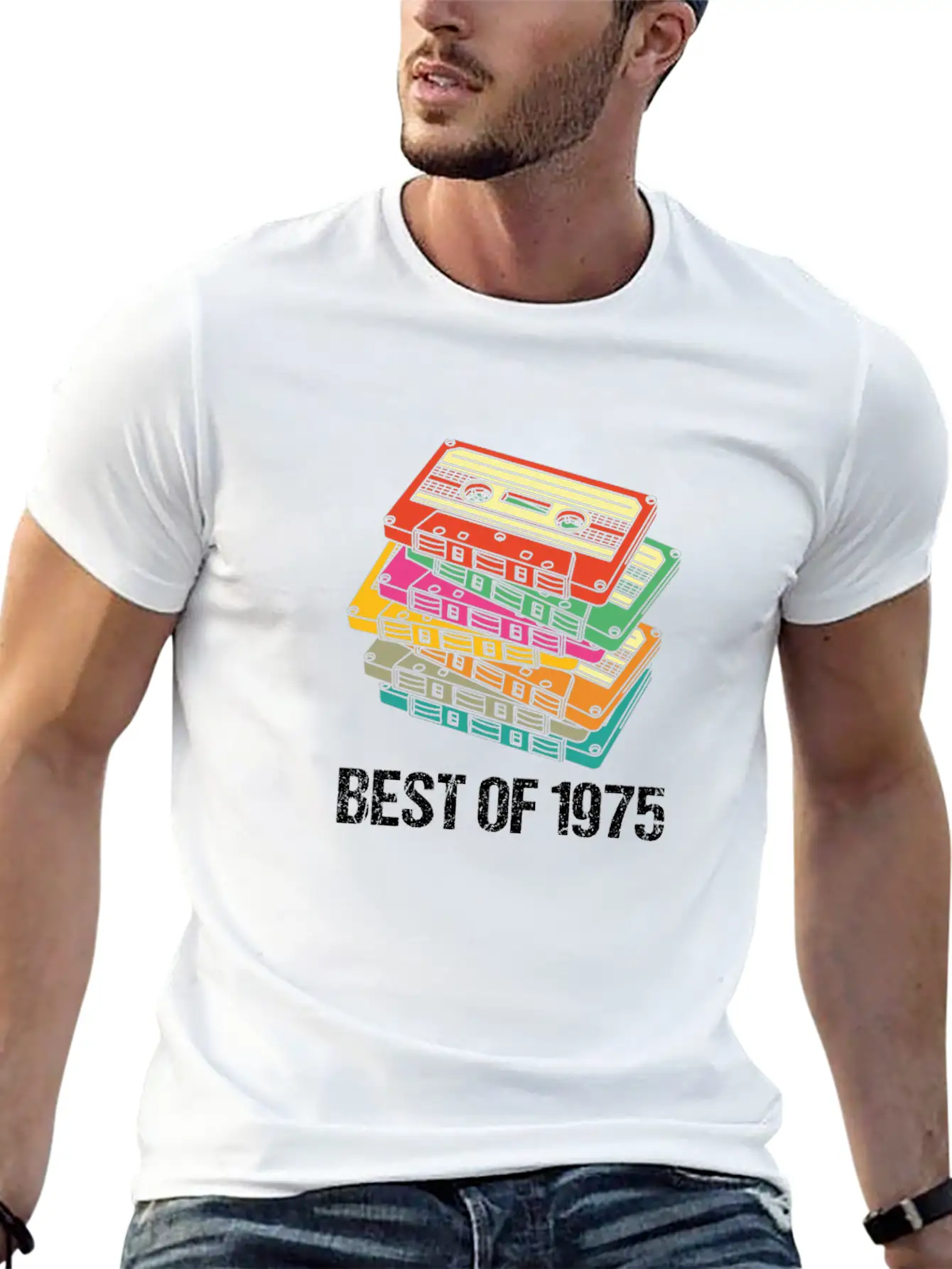 45th Birthday Best Of 1975 Cassette Tape Vintage Breathable Soft Cotton T-Shirt – Timeless Casual Look